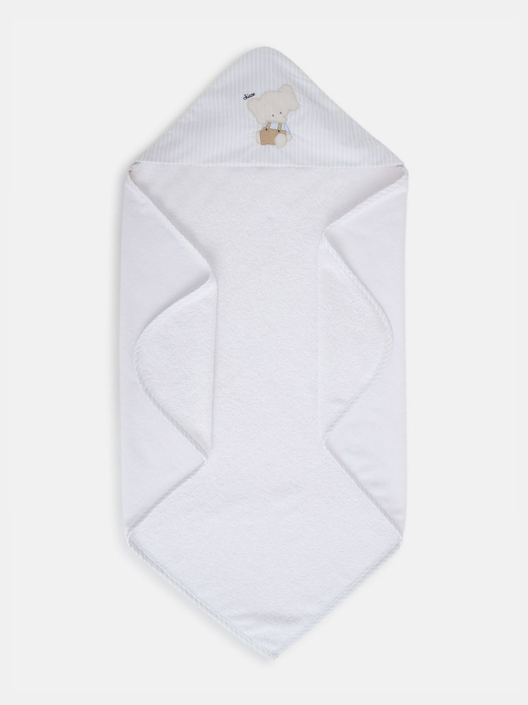 Chicco White & Blue Printed Pure Cotton 380 GSM Bath Towel-picture-30