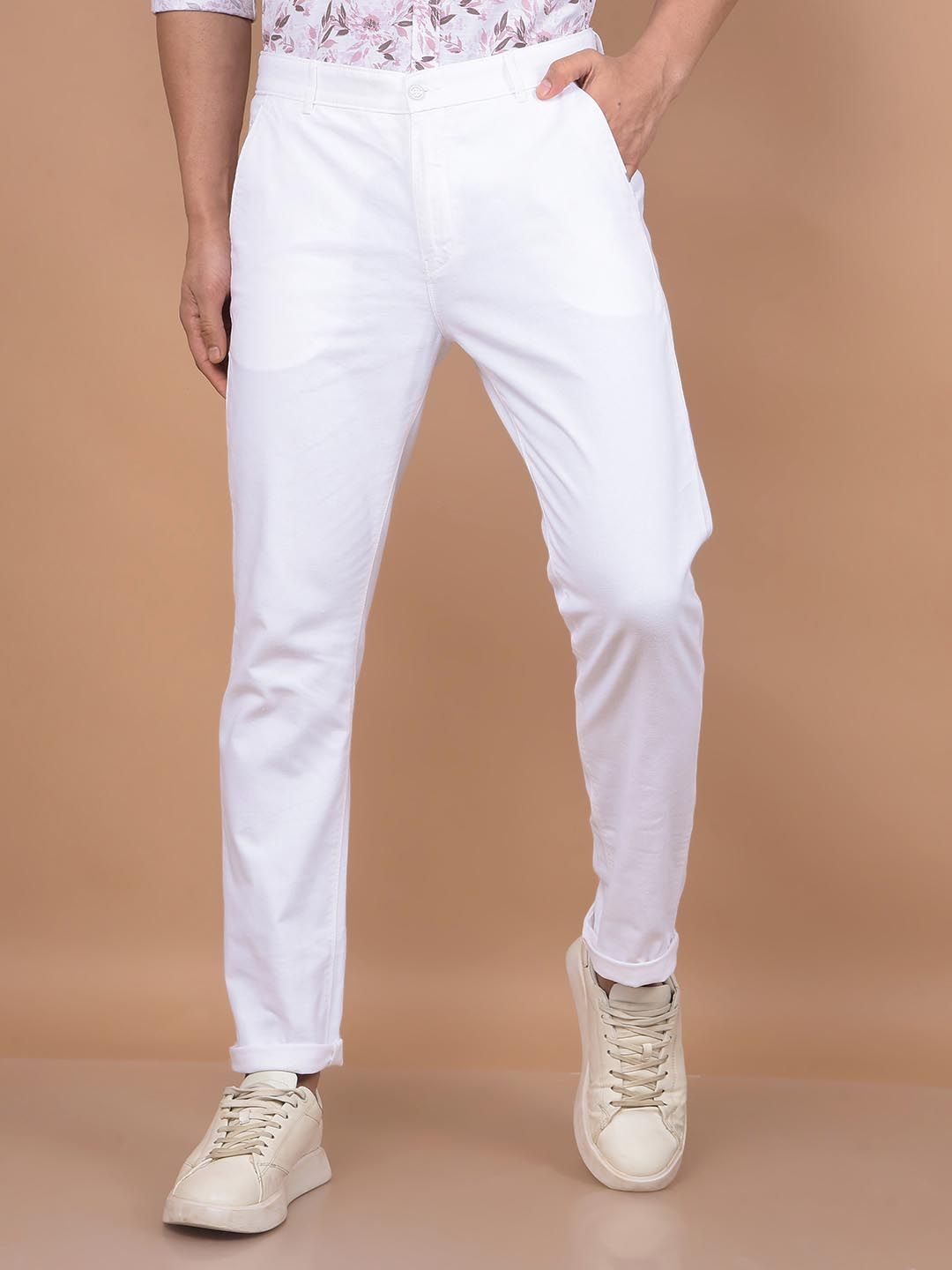 Crimsoune Club Men Cotton Smart Slim Fit Mid-Rise Chinos Trousers-picture-24