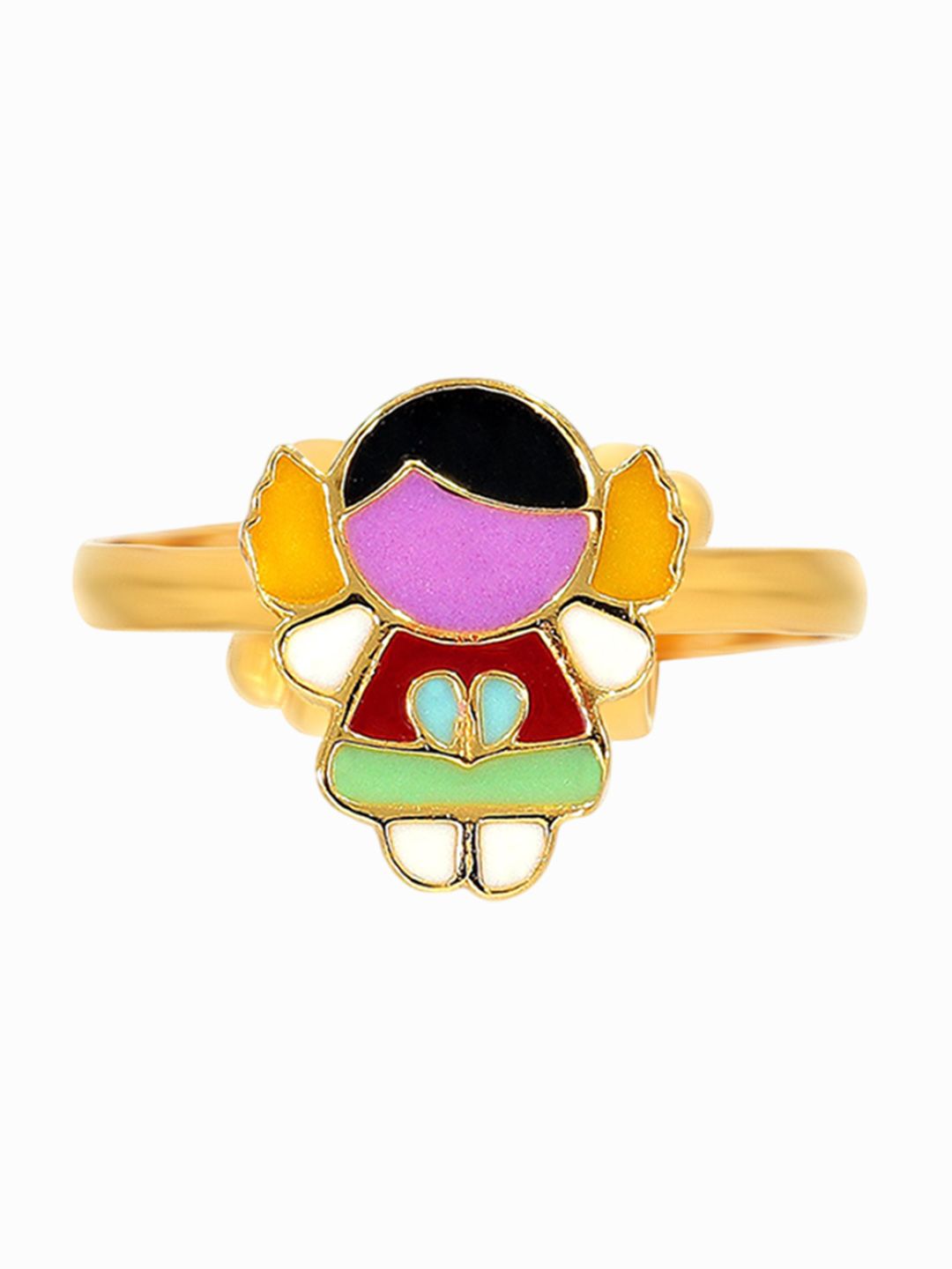BHIMA 22K BIS Hallmark 916 Purity Yellow Gold Enamel Animated Kids Ring-image-26