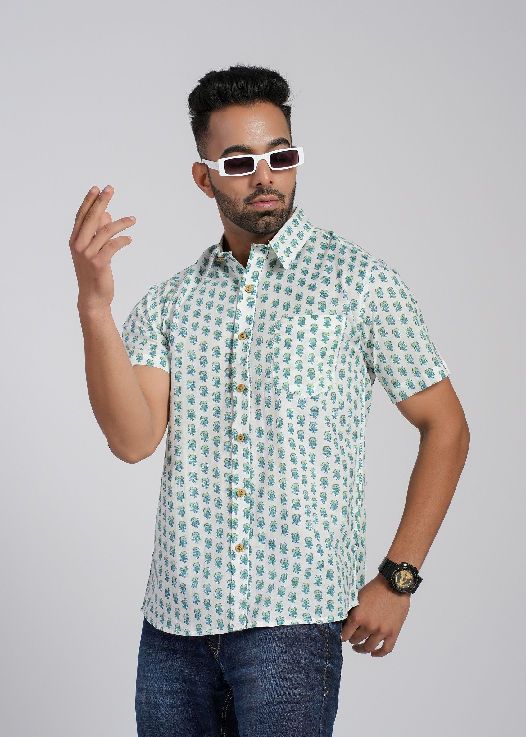 Cotton Curio Men Comfort Opaque Printed Casual Shirt-picture-25