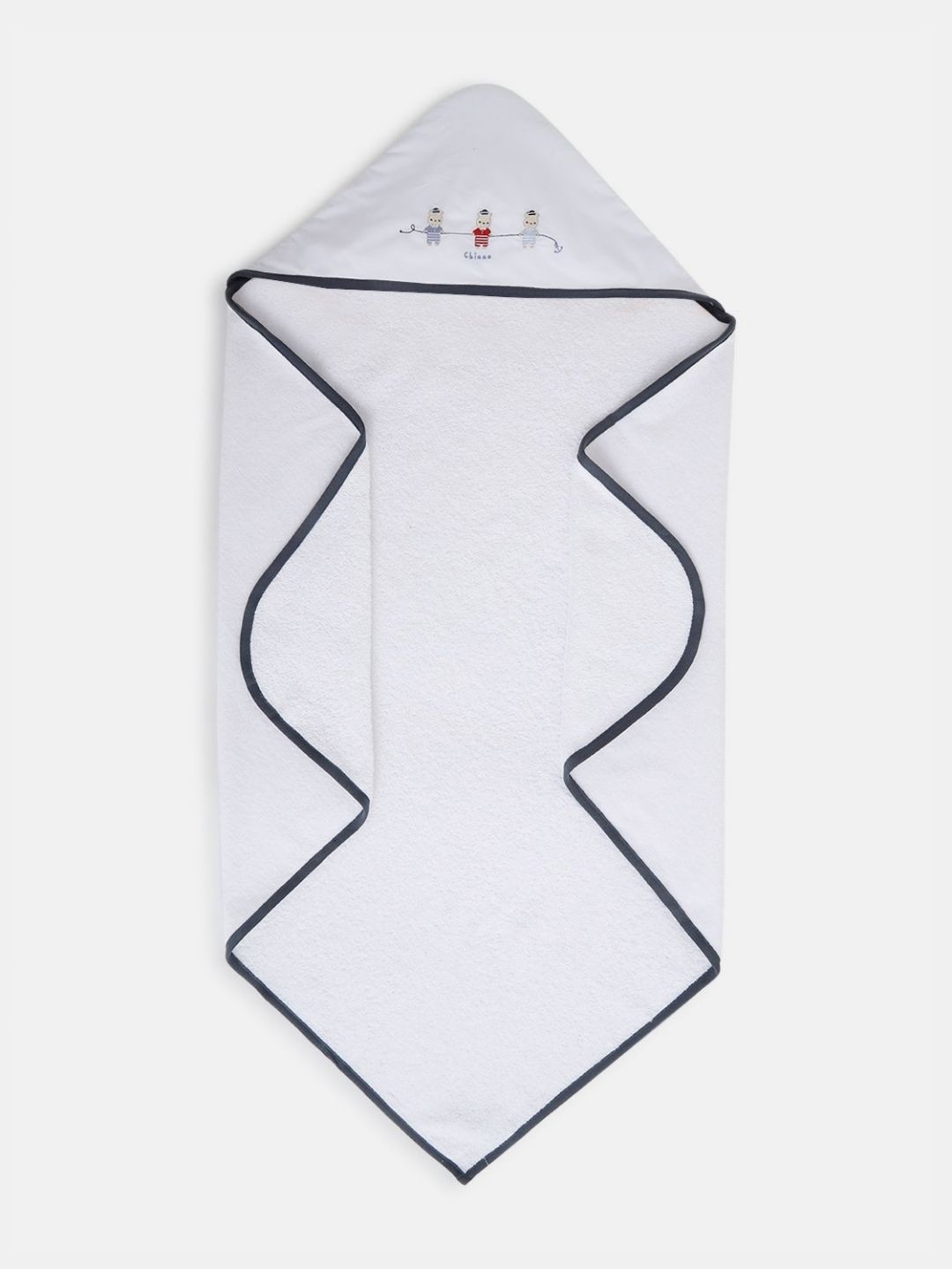 Chicco White & Blue Printed Pure Cotton 380 GSM Bath Towel-picture-44