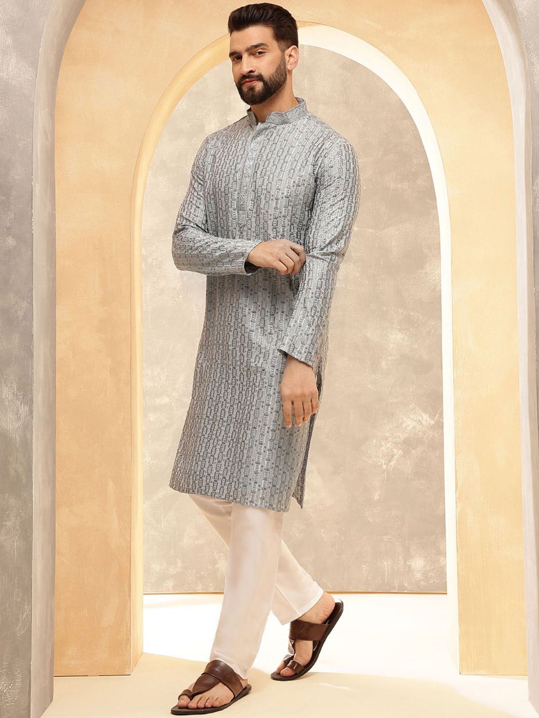 SOJANYA Men Embroidered Thread Work Kurta-picture-14