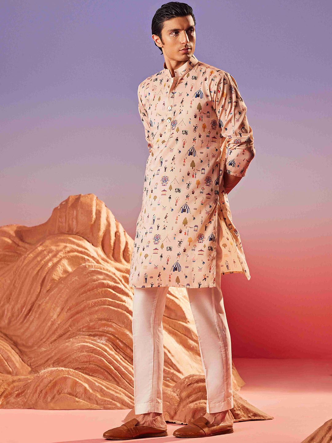 Eleven Brothers Men Tribal Flared Sleeves Thread Work Kurta-picture-36