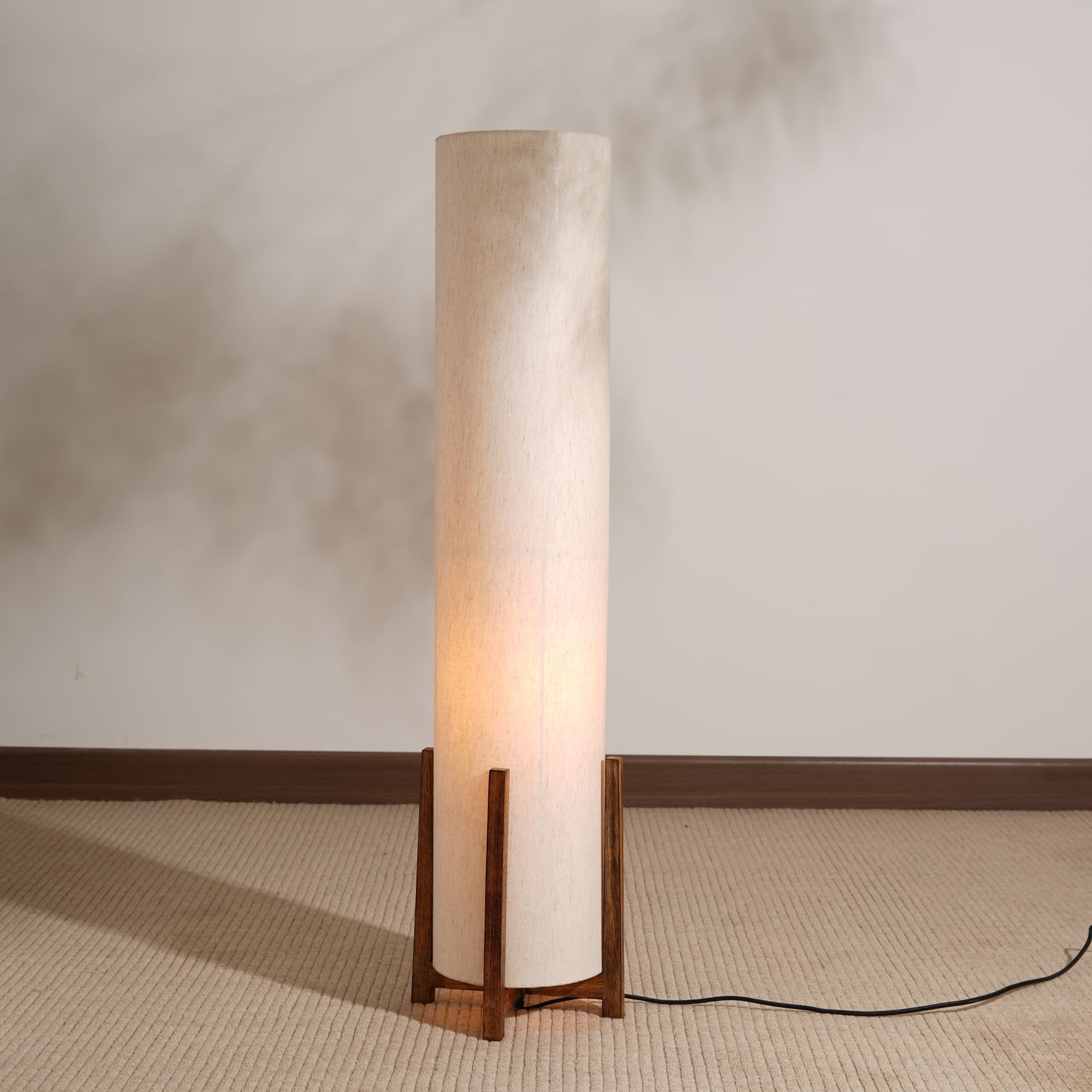 FIG Off White & Brown Wooden Cylinder-Shaped Floor Lamps-picture-31