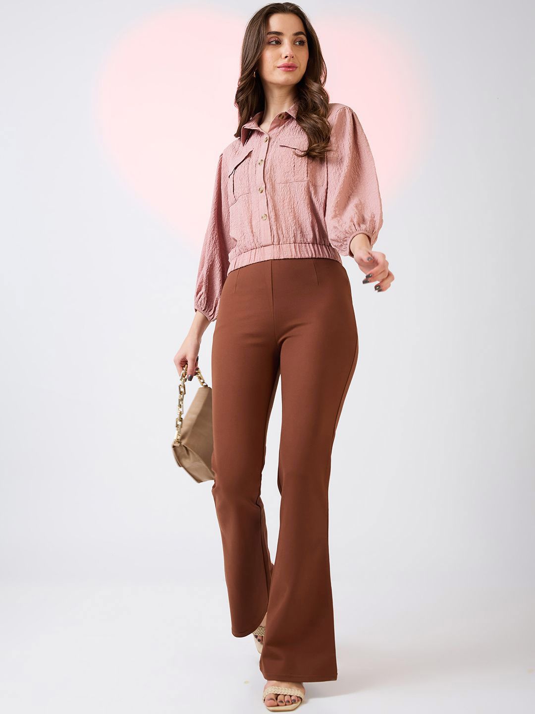 Globus Coffee Stretchable Mid-Rise Workwear Bootcut Treggings