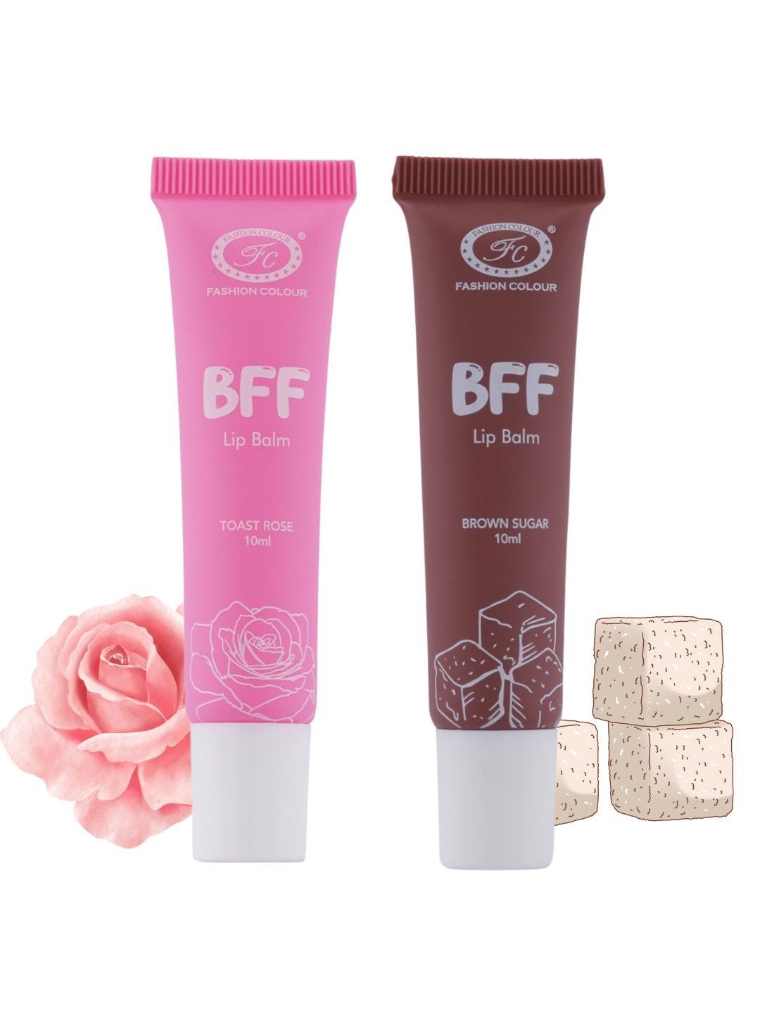 Fashion Colour Set Of 2 Bff Lip Balm - 10 ml Each - Toast Rose & Brown Sugar-image-45