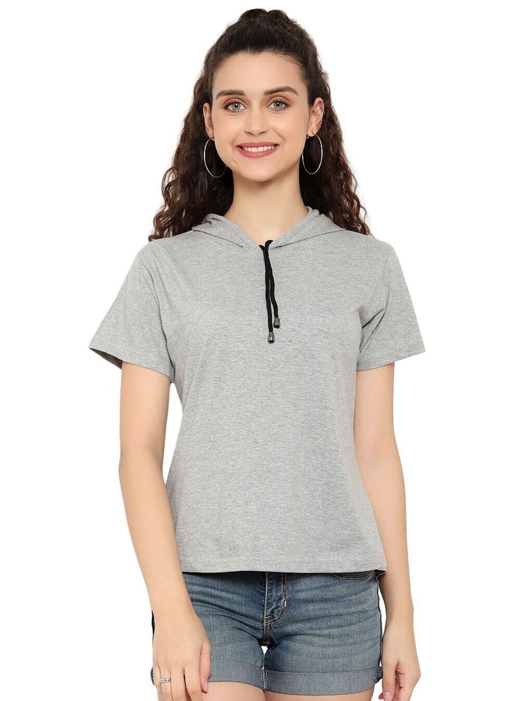 DEEPMAYRA COLLECTION Women Solid Hood Cotton T-shirt-picture-20