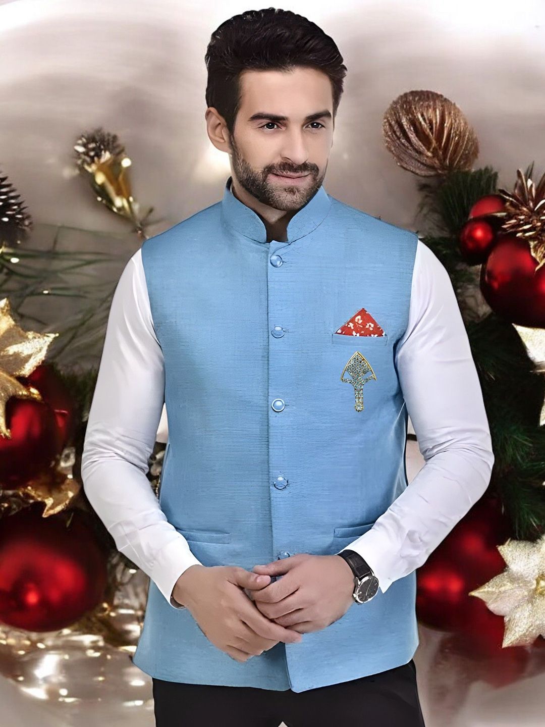 Eliq Woven Design Modi Nehru Jacket-picture-28