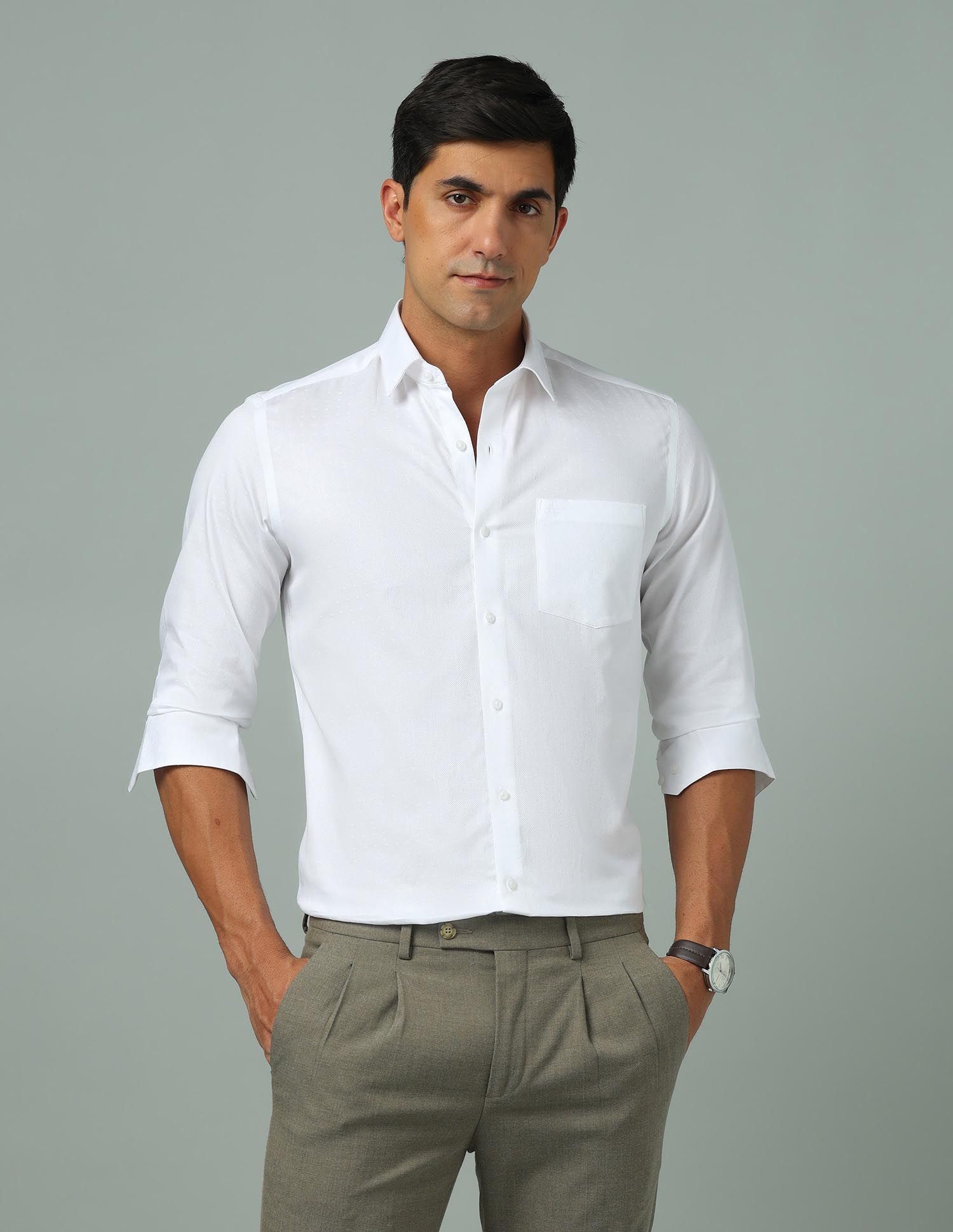 Arrow Men Slim Fit Spread Collar Solid Cotton Formal Shirt-picture-28