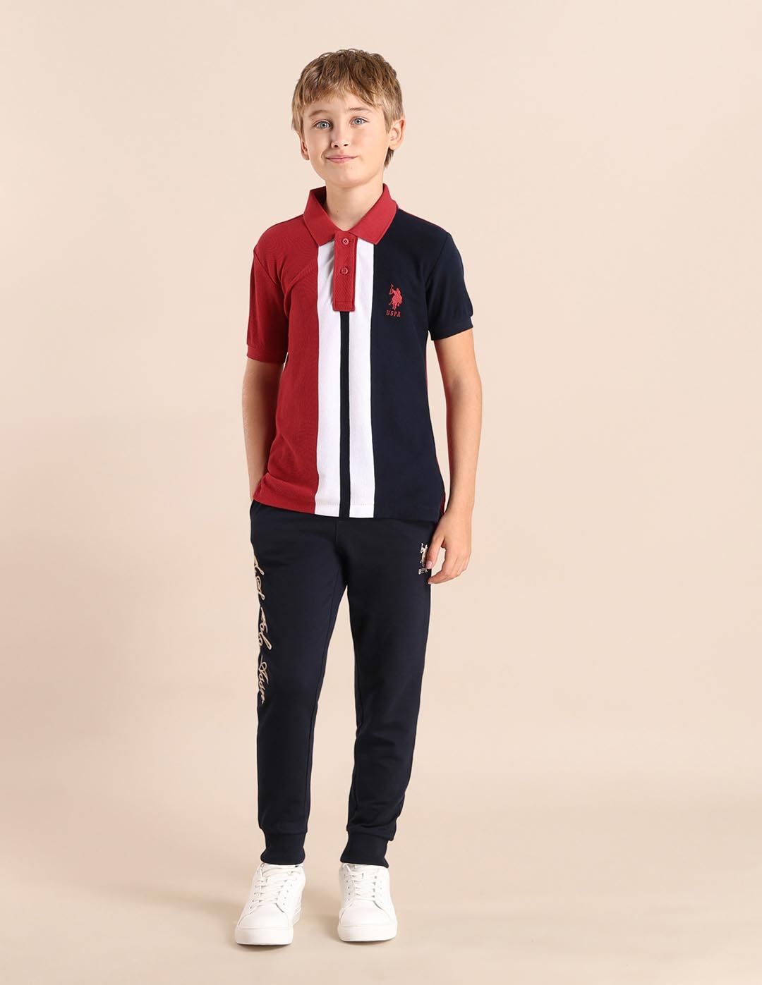 U.S. Polo Assn. Kids Boys Brand Logo Colourblocked Polo Collar Applique T-shirt-picture-22