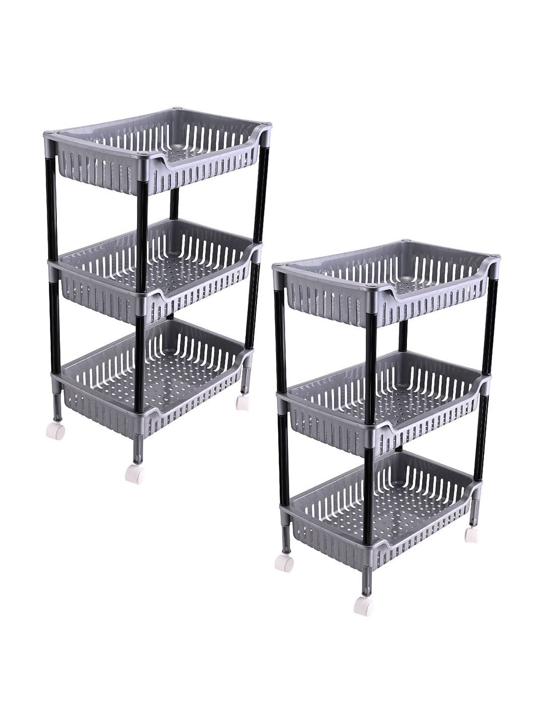 Kuber Industries Grey & Black Pack of 2 Durable Kitchen Storage Rack with 3-Tier trolley-picture-21