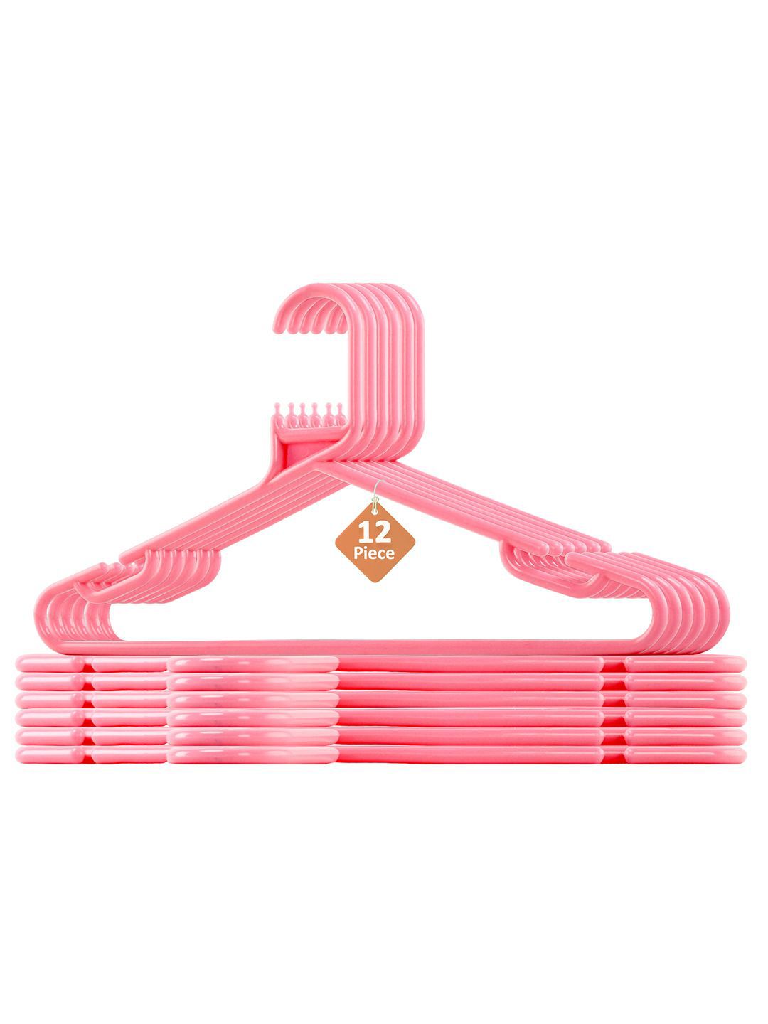 Kuber Industries Pink Pack Of 12 Multipurpose Cloth Hangers For Wardrobe