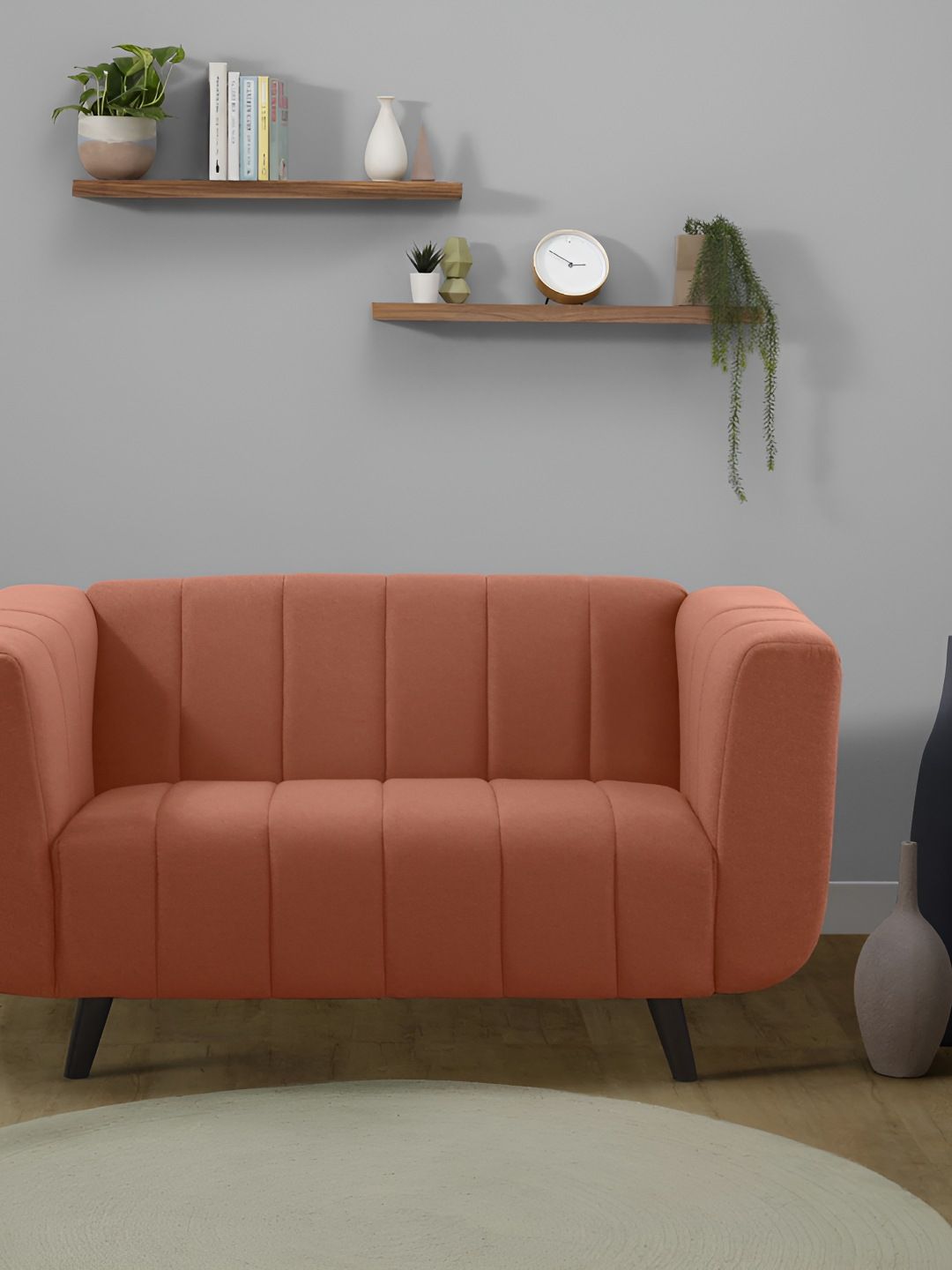 Sleepyhead Kiki Orange-Colored Textured 2-Seater Sofa