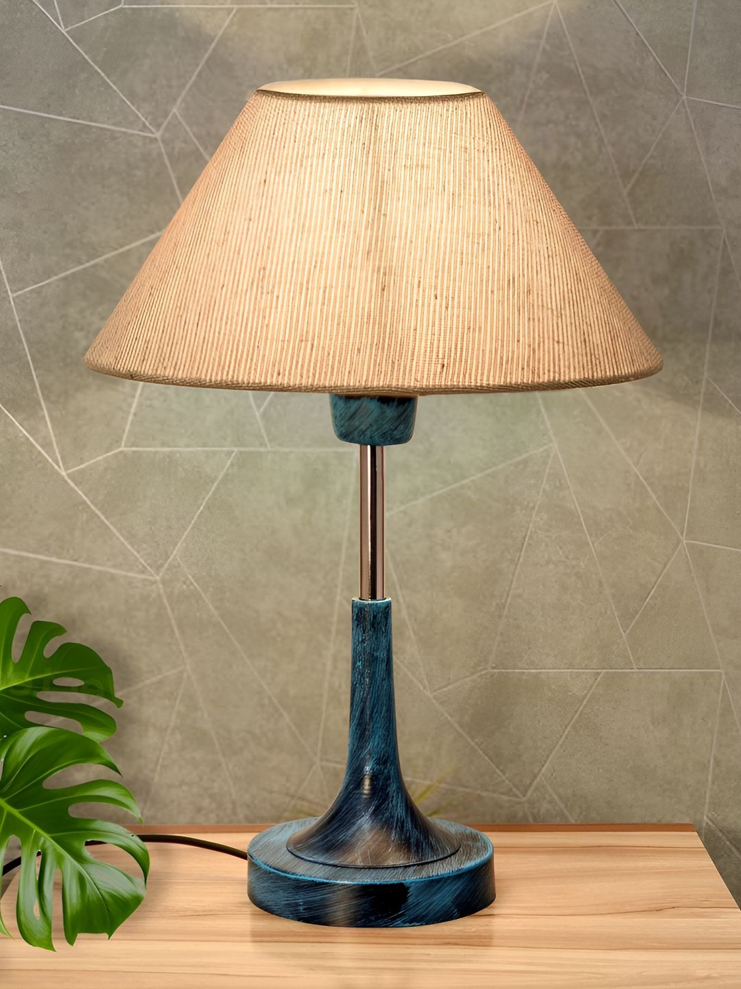 Homesake Beige Metal Industrial Frusturical Shaped Table Lamp-picture-42