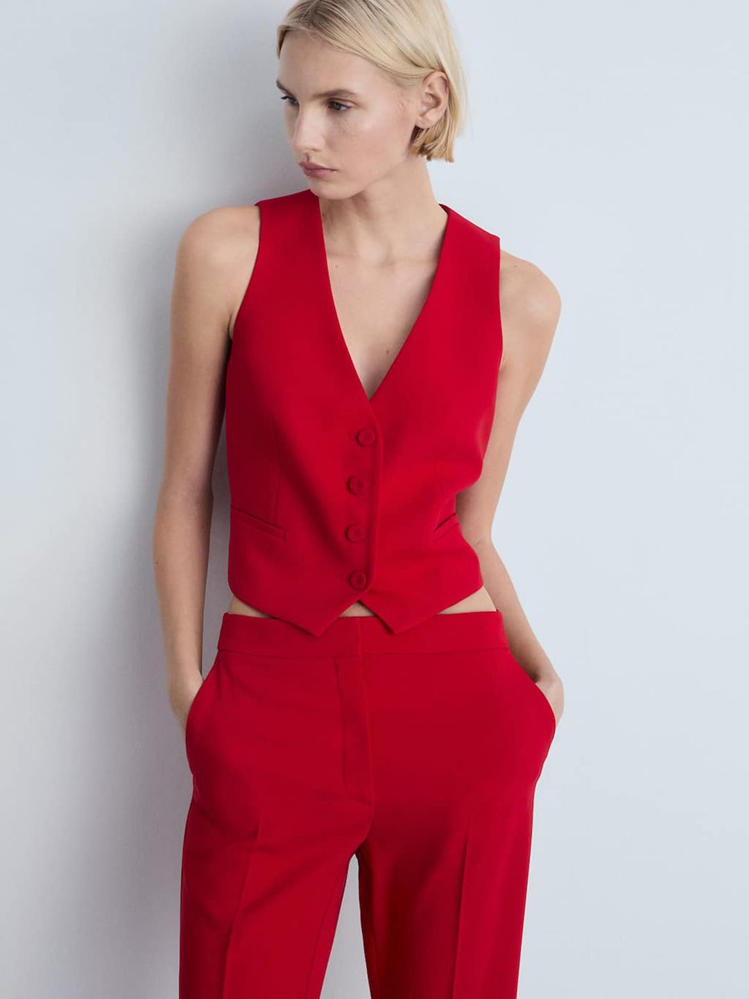 MANGO Solid Button Detailed Waistcoat-picture-17