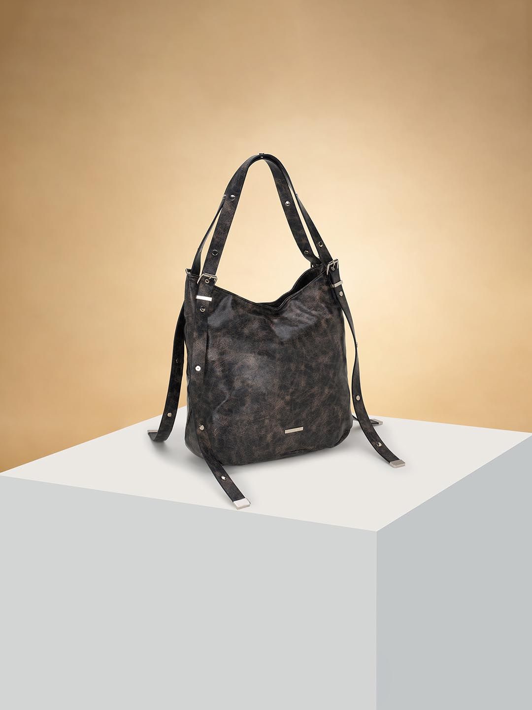 Forever Glam by Pantaloons Colourblocked PU Oversized Structured Shoulder Bag with Cut Work-picture-56