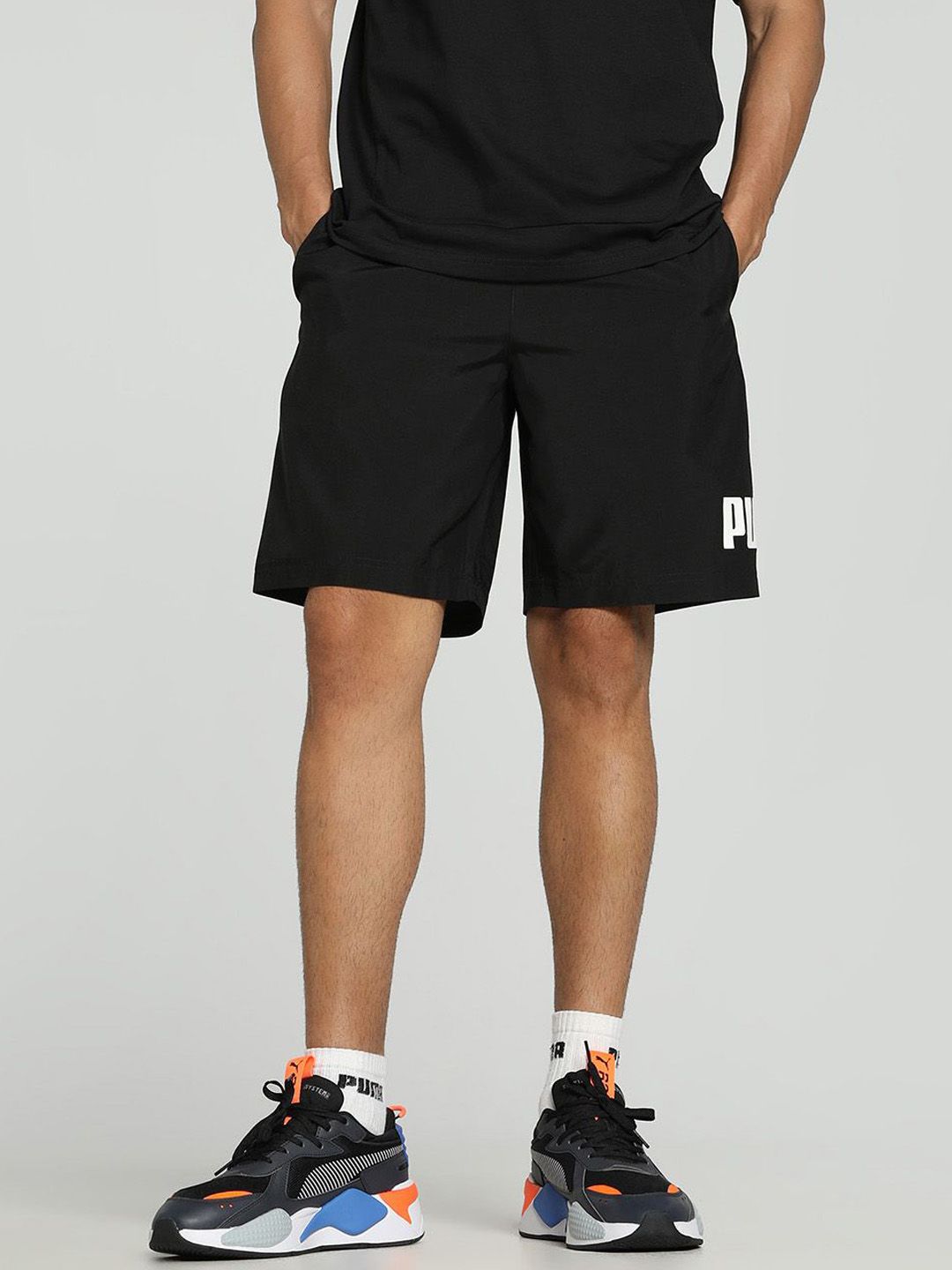 Puma Two Colour Big Logo Men Brand Logo Printed Mid Rise Shorts-picture-22