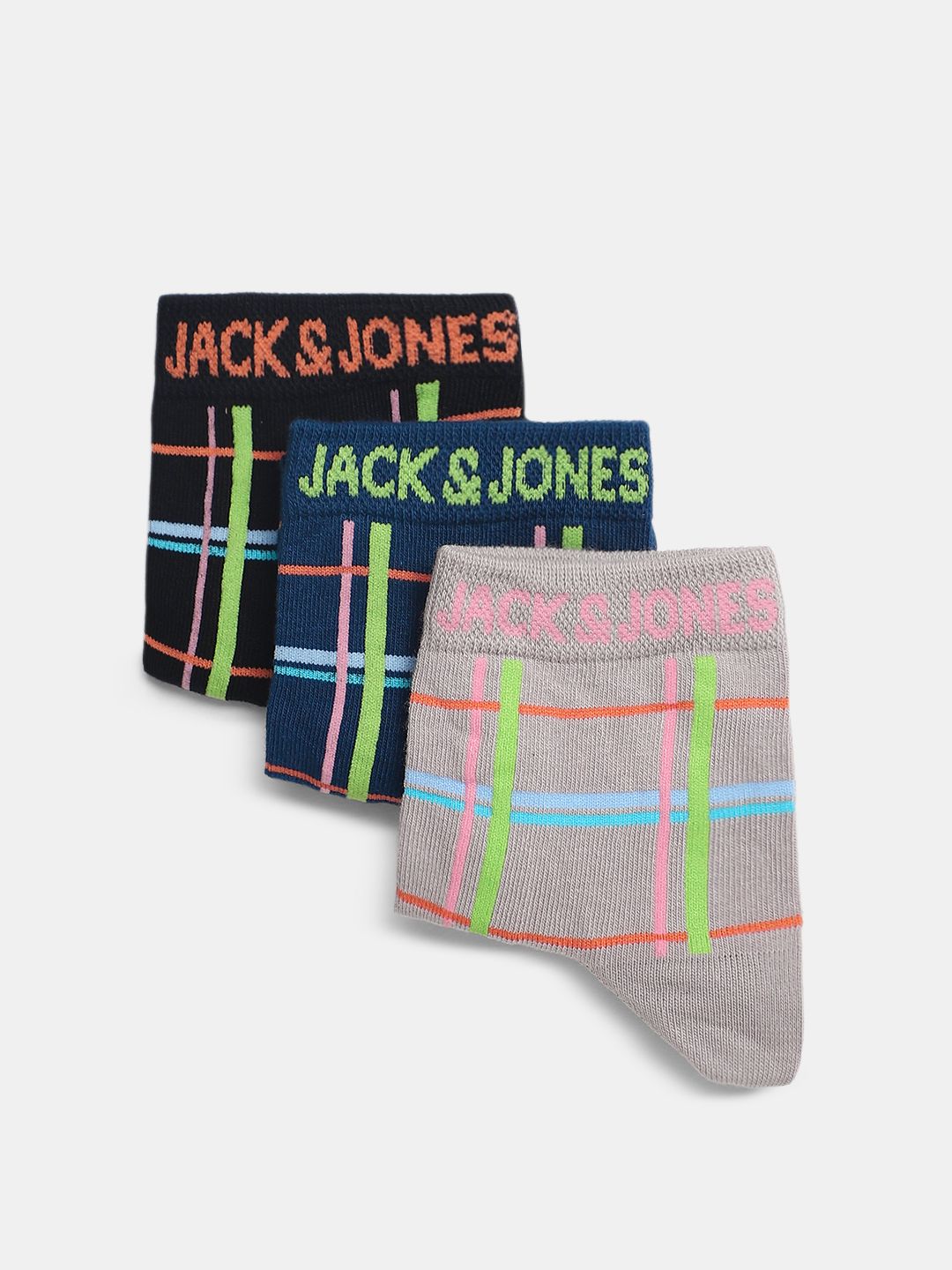 Jack & Jones Men Pack Of 3 Checked Calf length Socks-picture-51