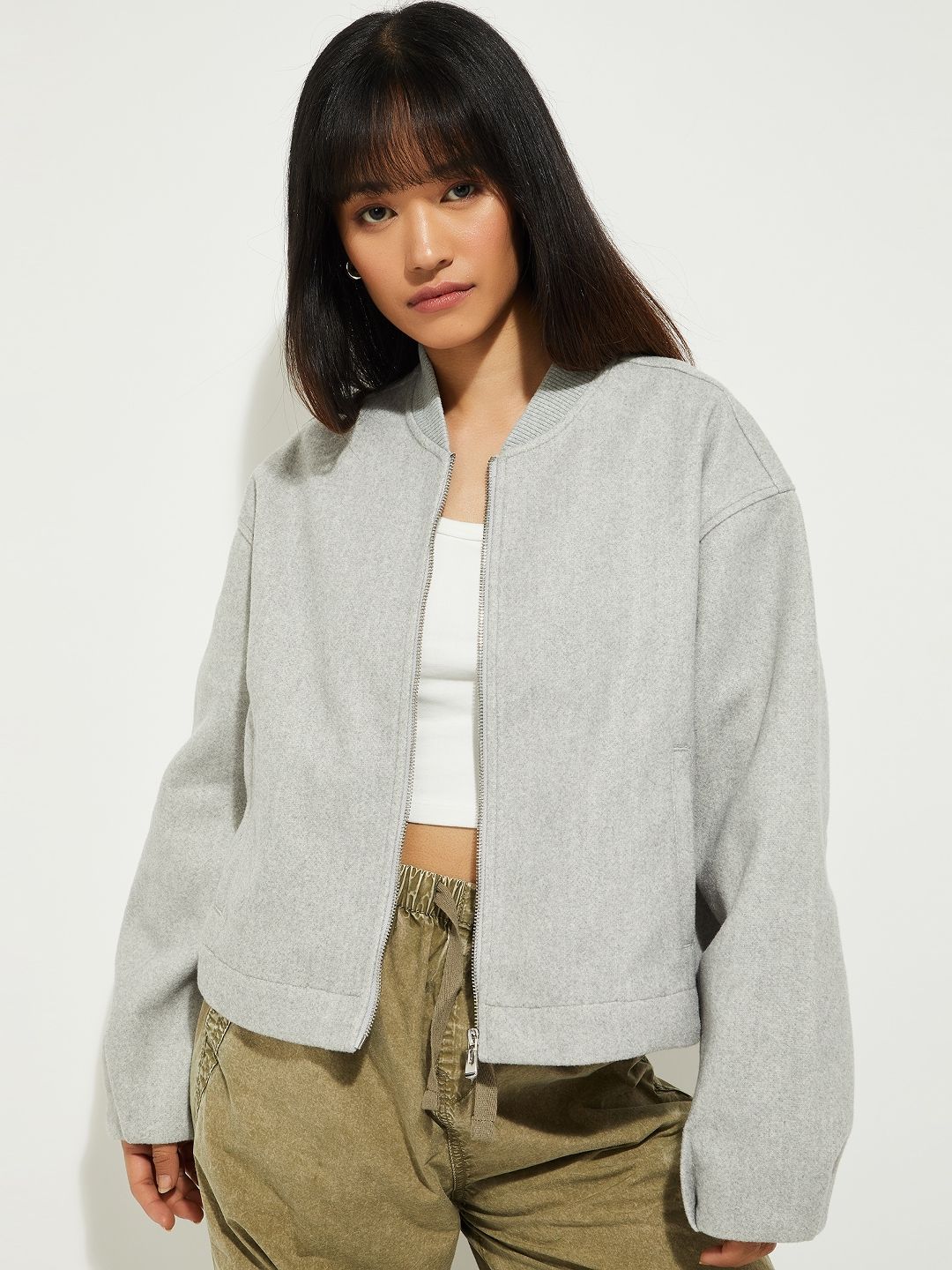 max Women Spread Collar Solid Casual Tailored Jacket