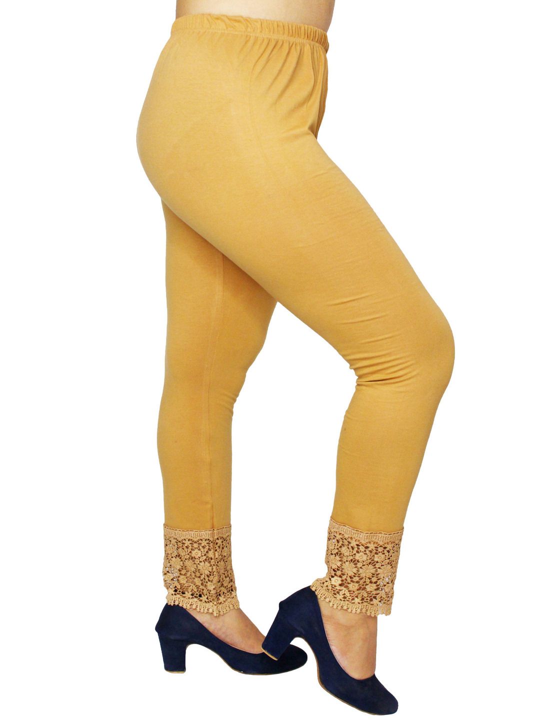 PINK SHELL Cotton Lace Ankle Length Leggings-image-33