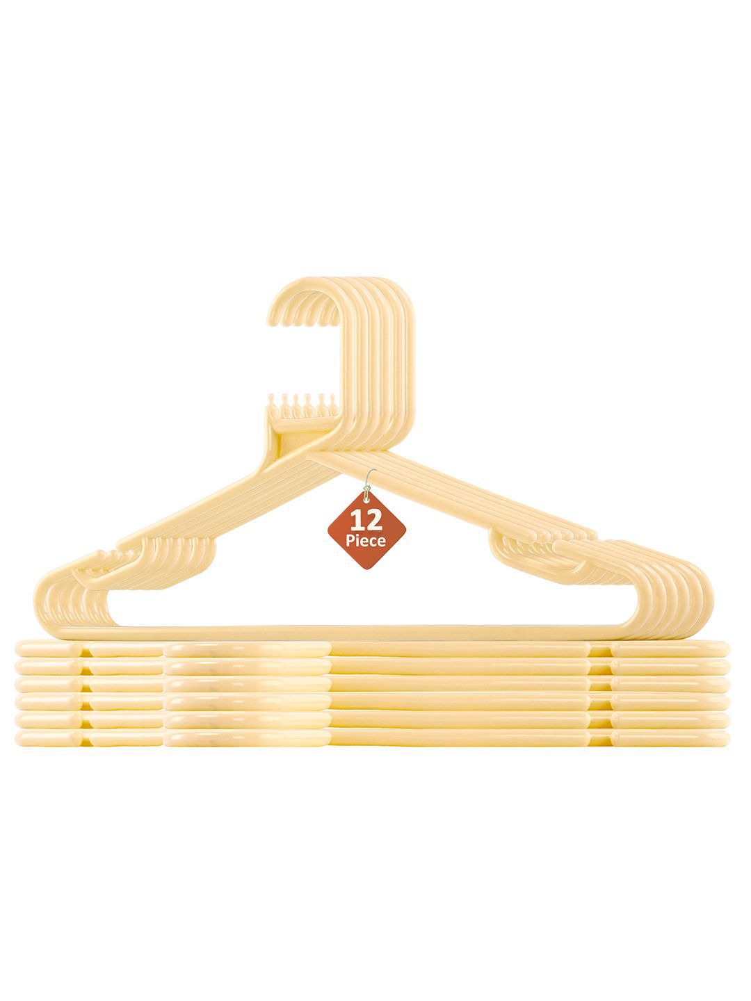 Kuber Industries Cream Colored Pack Of 12 Multipurpose Cloth Hangers For Wardrobe