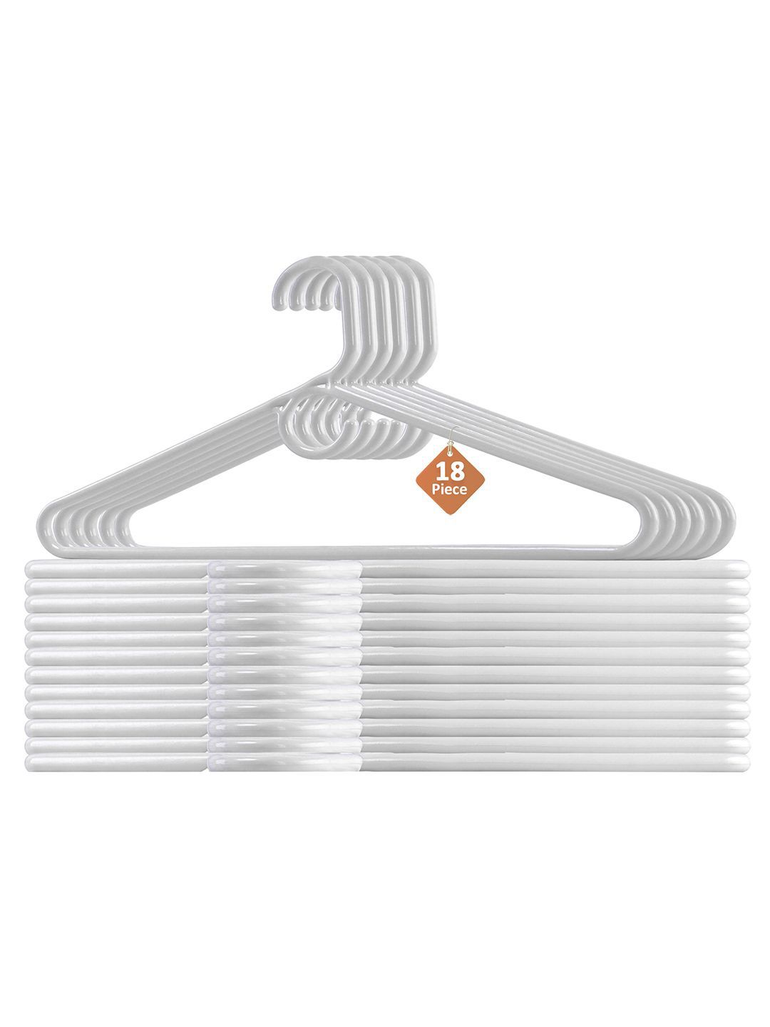 Kuber Industries White Pack Of 18 Multipurpose Cloth Hangers For Wardrobe