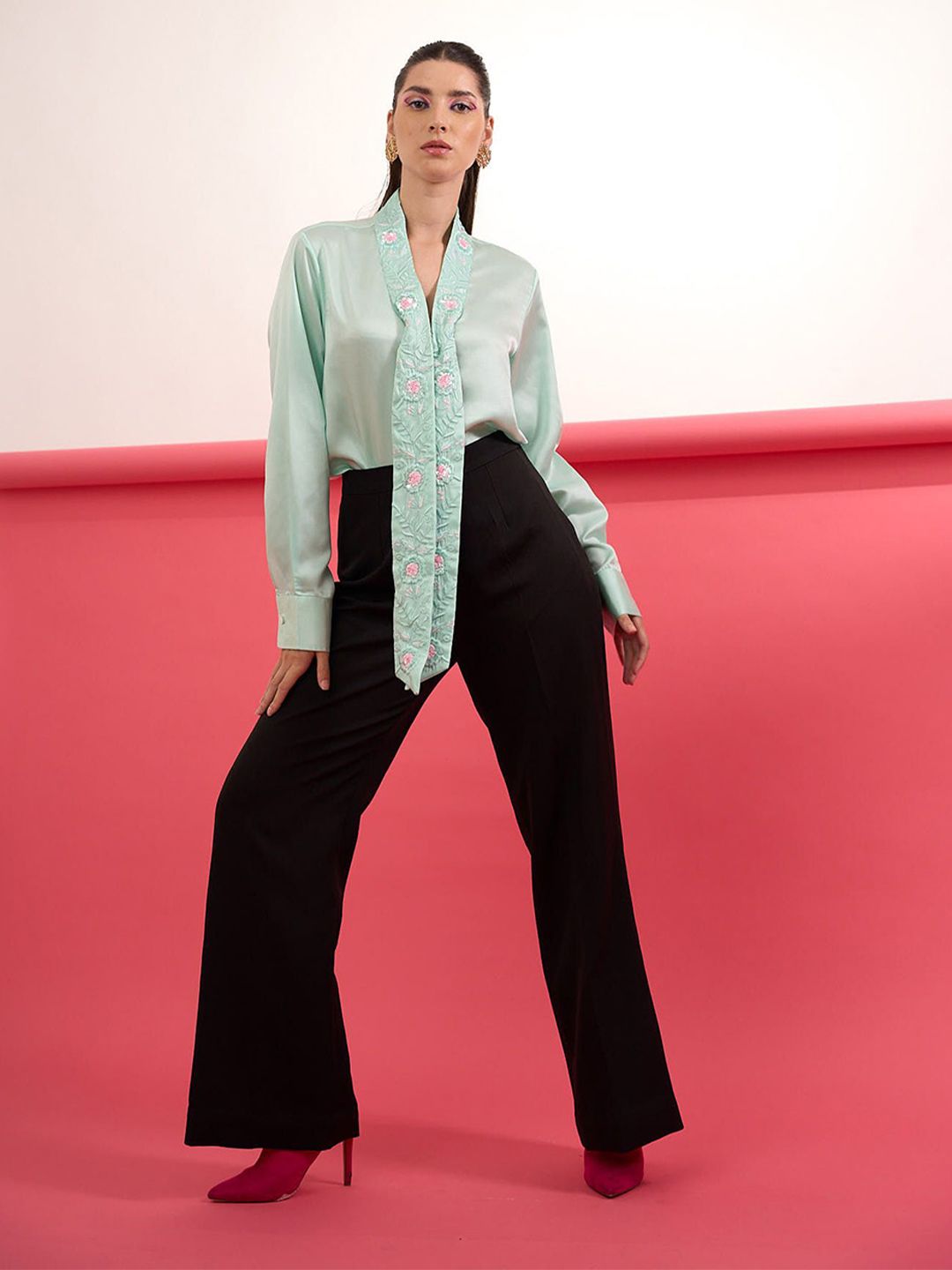 Parneet Gujral Women Embroidered Crepe Shirt Style Top-picture-48