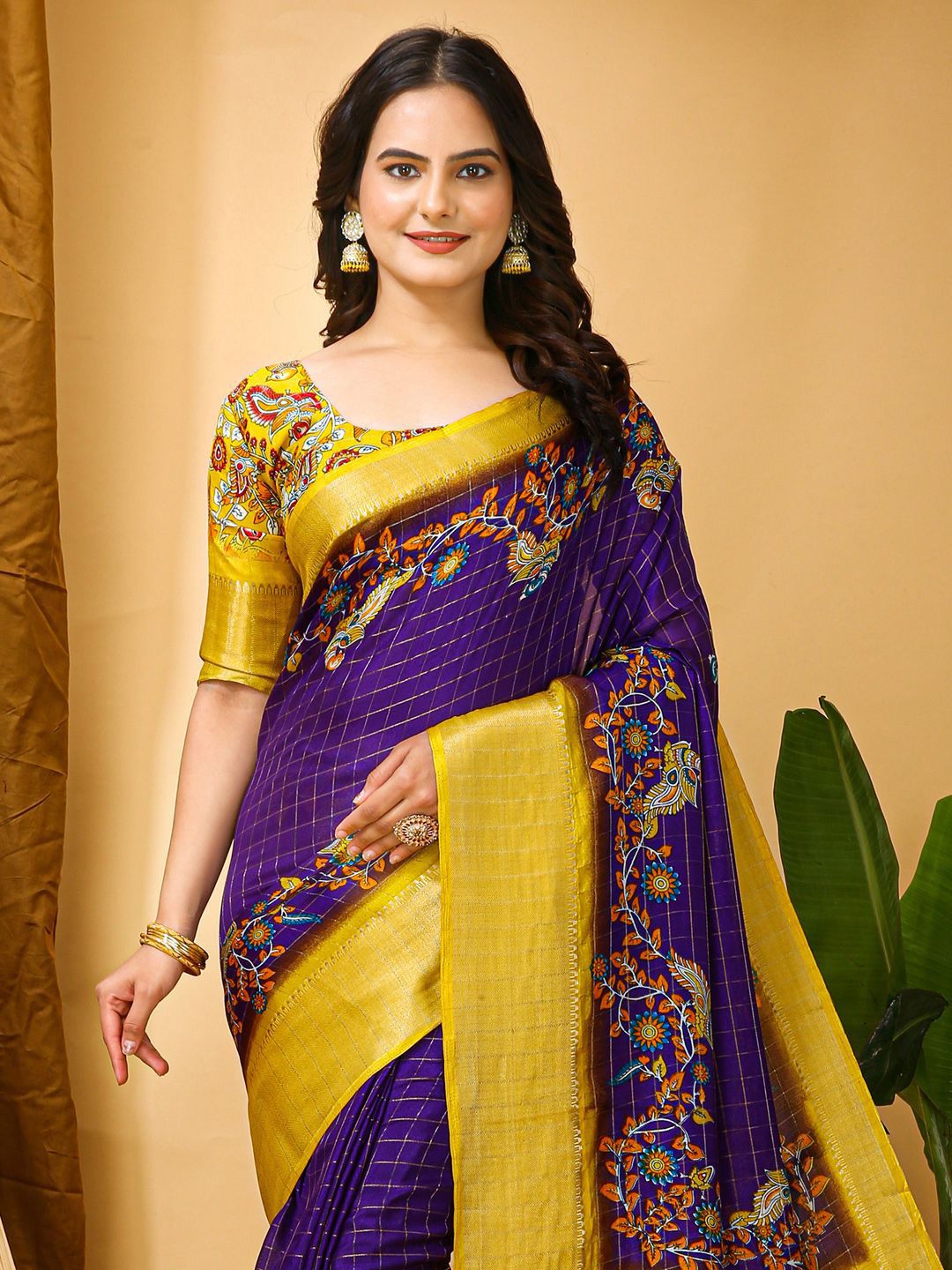 Anouk Rustic Kalamkari Zari Block Print Saree-picture-40