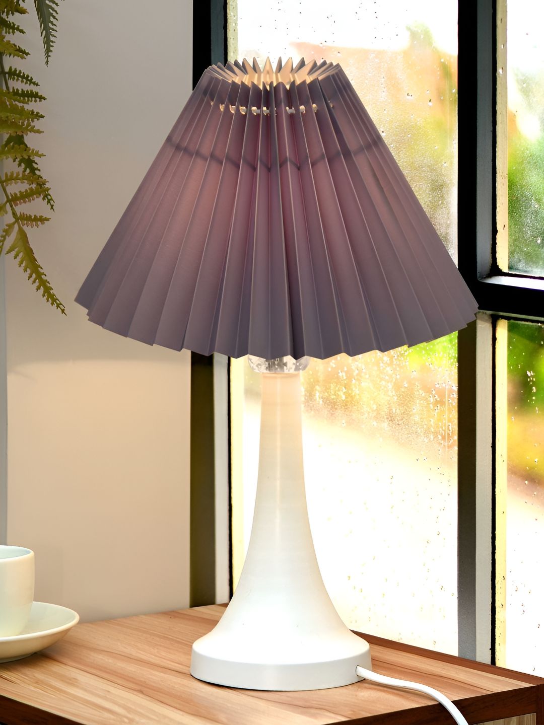 Homesake Grey Textured Metal Industrial Frusturical Shaped Table Lamp-picture-18