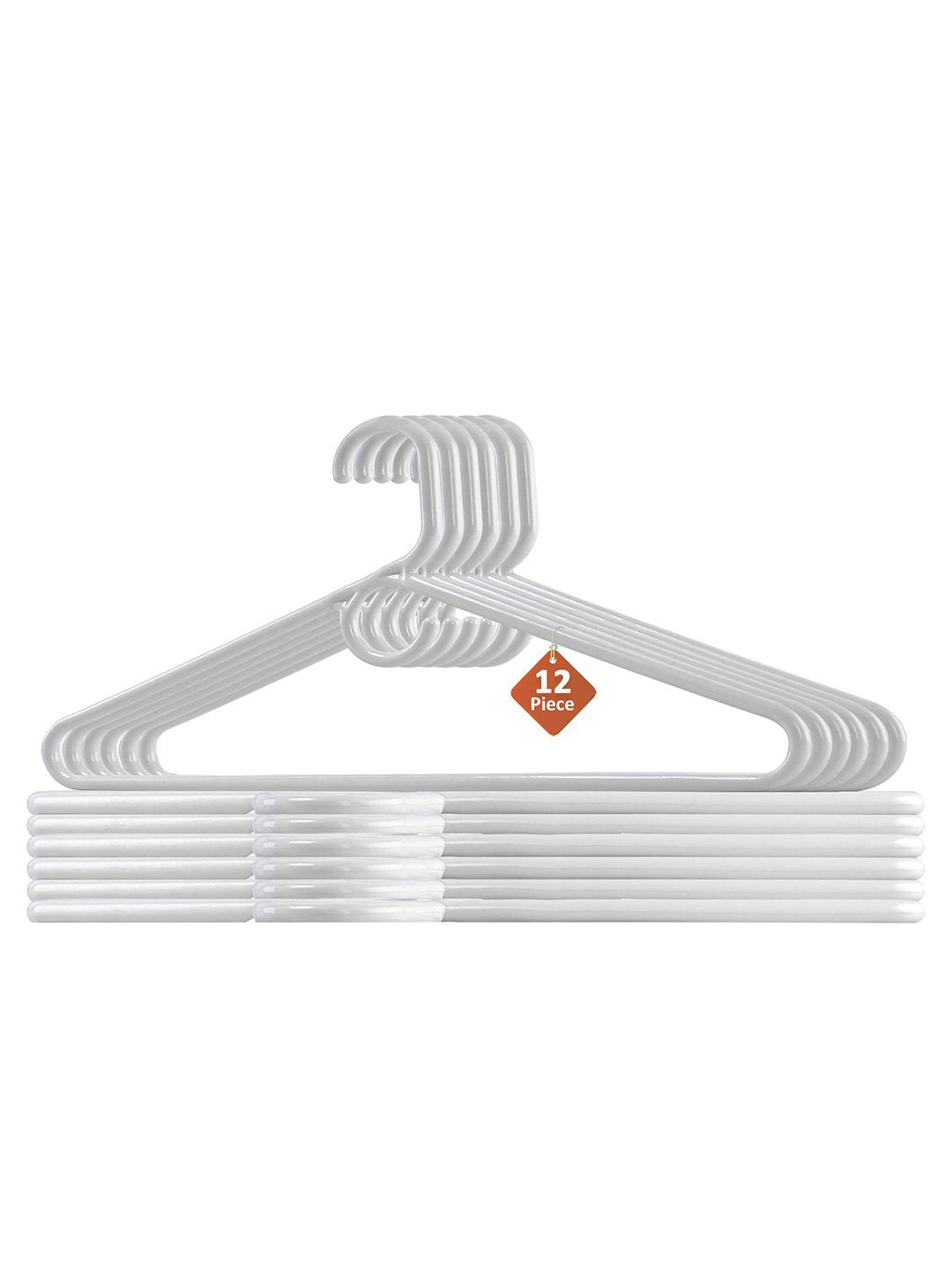 Kuber Industries White Pack Of 12 Multipurpose Cloth Hangers For Wardrobe