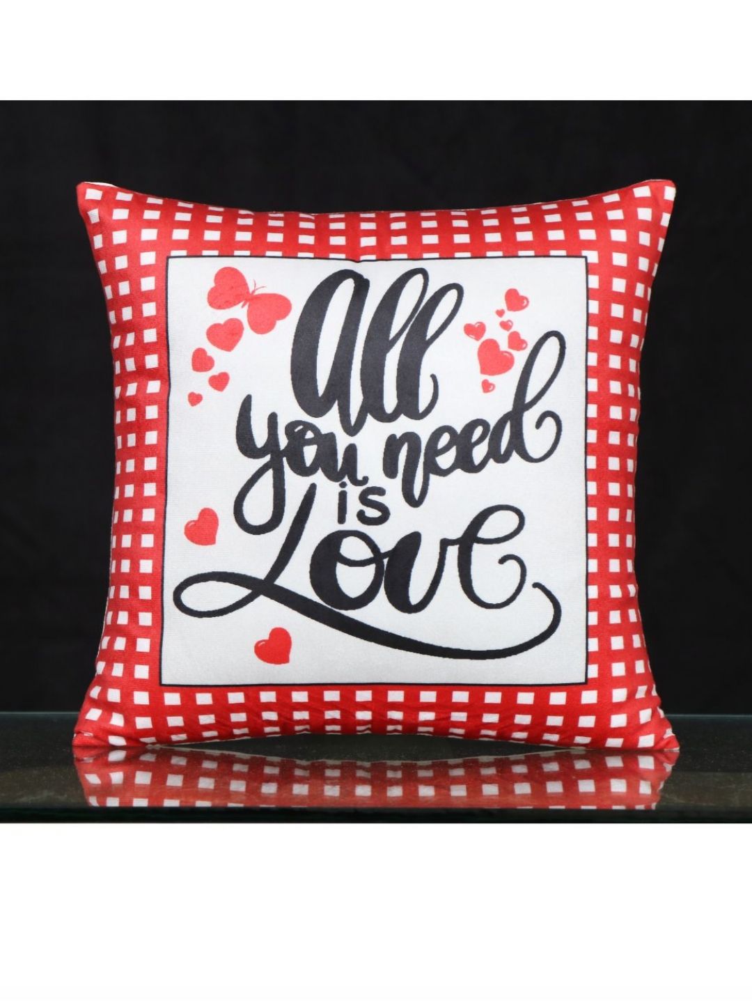 Aura Red & White Quirky Printed Square Cushion Covers-image-33