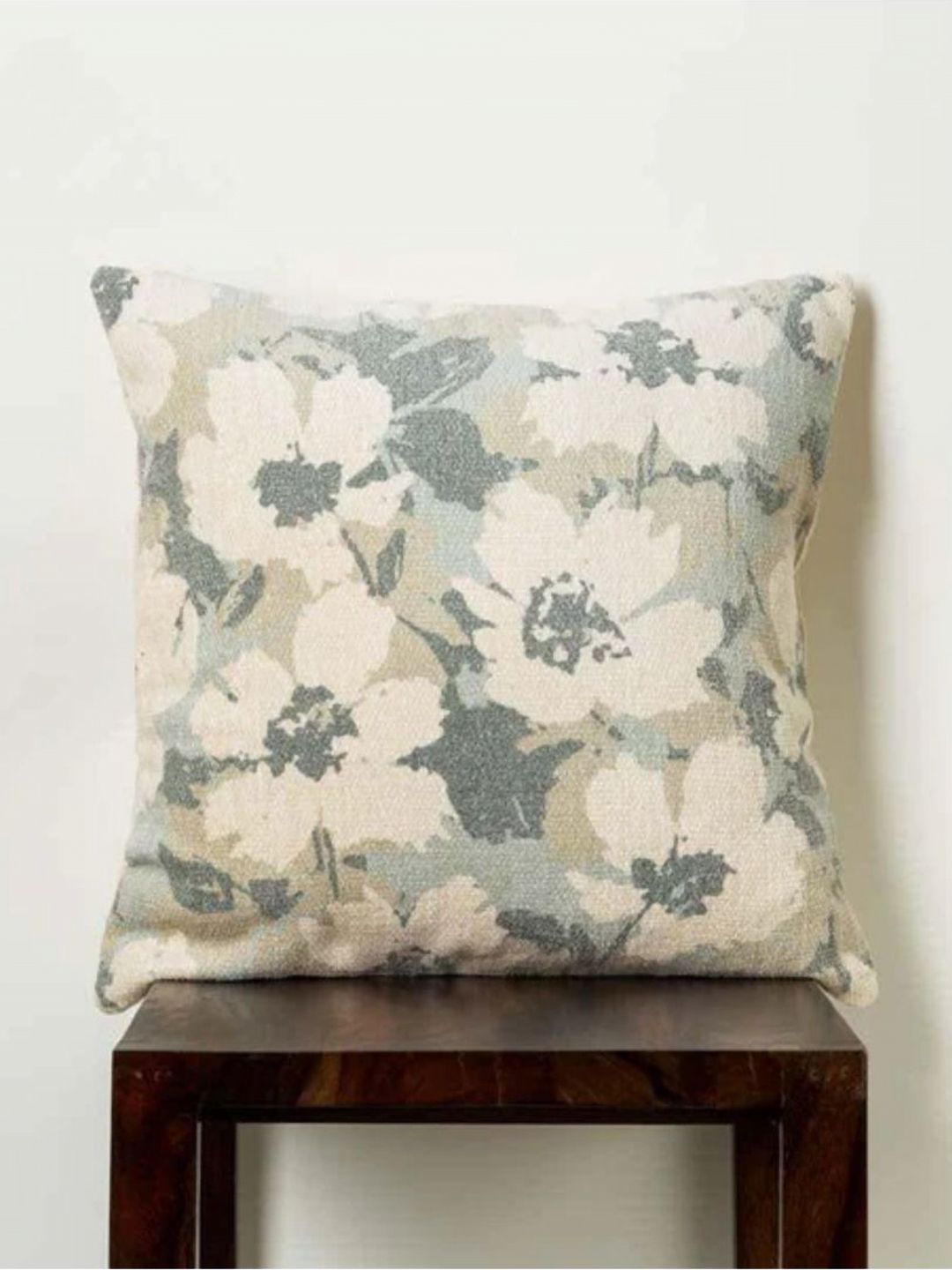 Aura Beige & Grey Floral Woven Design Square Shaped Cushion Covers-picture-23
