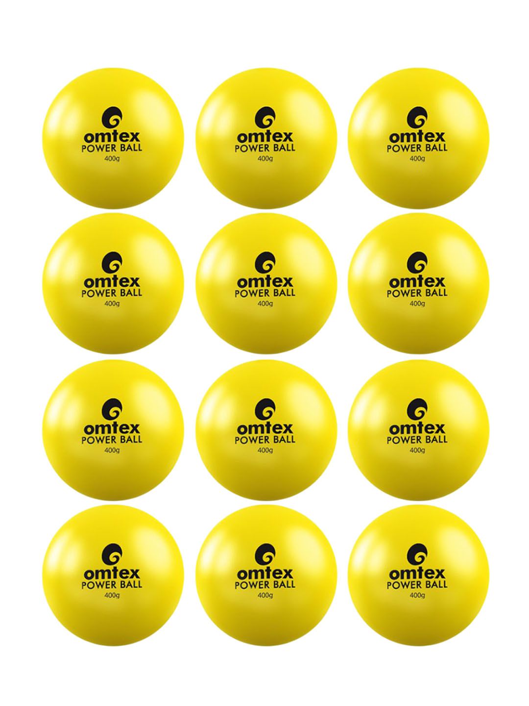 Omtex Pack of 12 Yellow Power Weighted Ball 400gm-image-29
