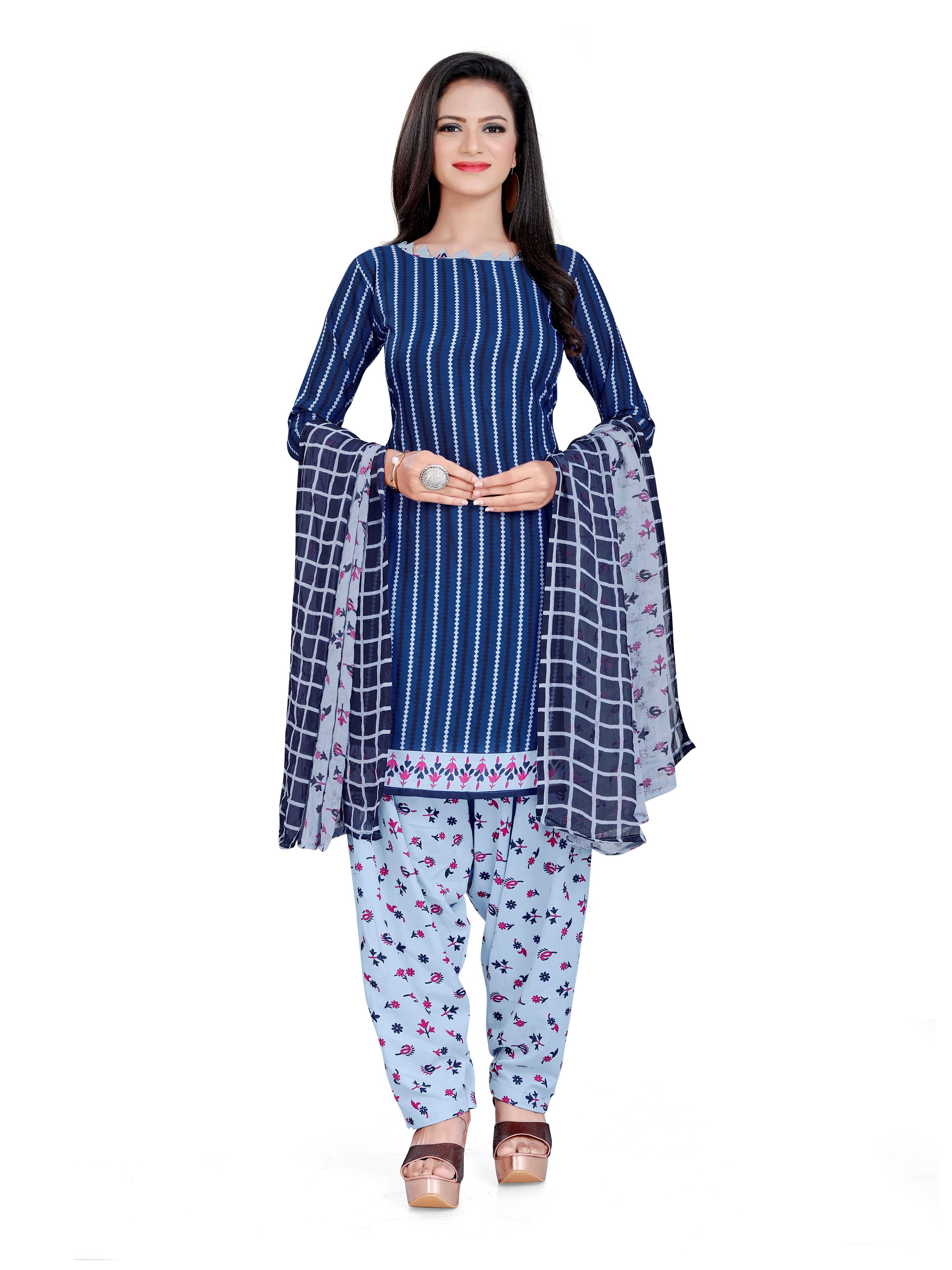 HERE&NOW Striped Unstitched Dress Material-picture-19