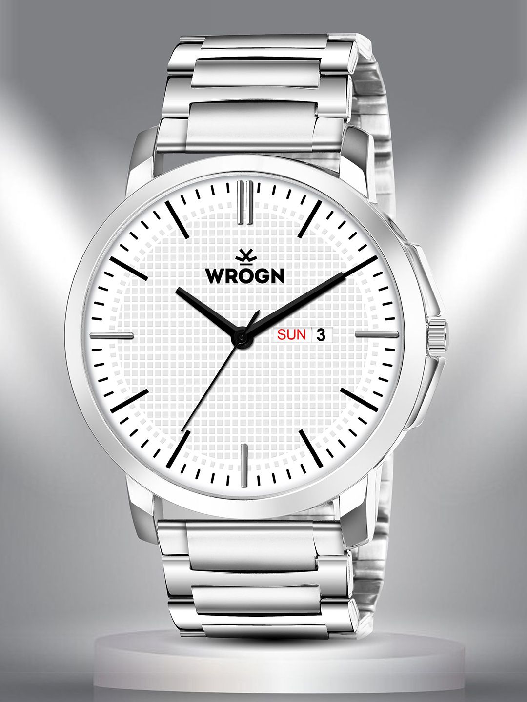 WROGN Men Brass Dial & Stainless Steel Bracelet Style Straps Analogue Watch WR-6607-White-picture-22