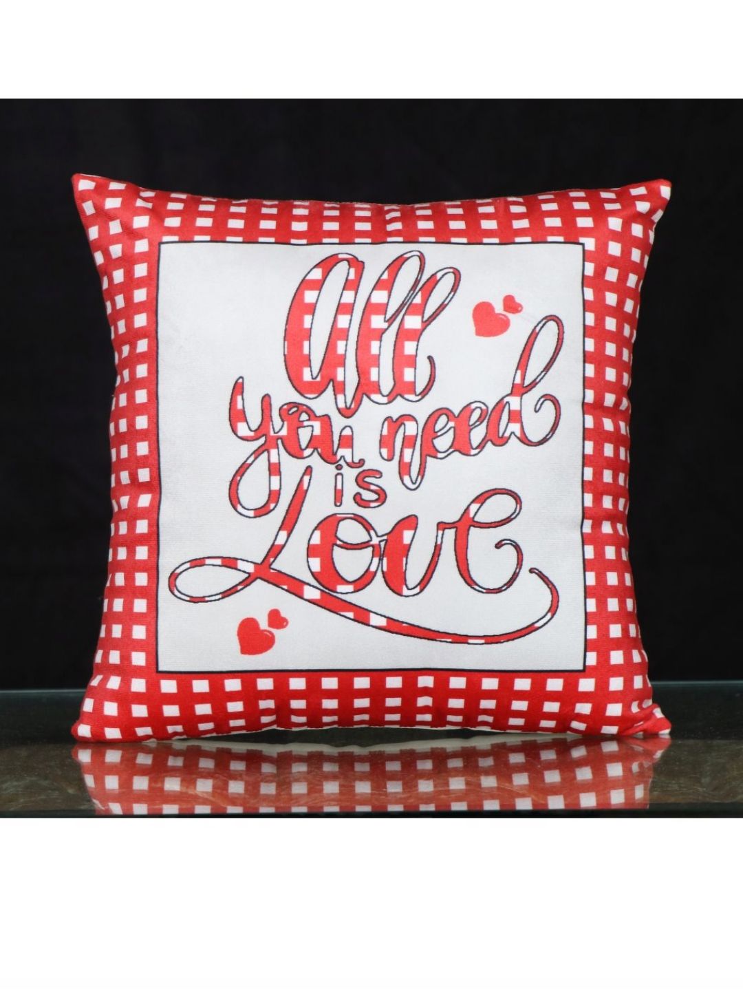 Aura Red & White Self Design Square Cushion Covers-picture-51