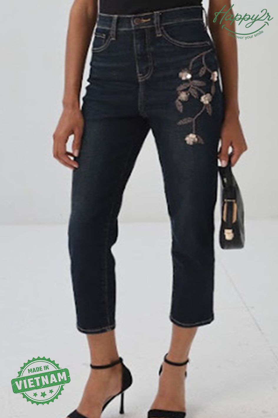 Happy2r Women Slim Fit High-Rise Slash Knee Jeans-picture-1