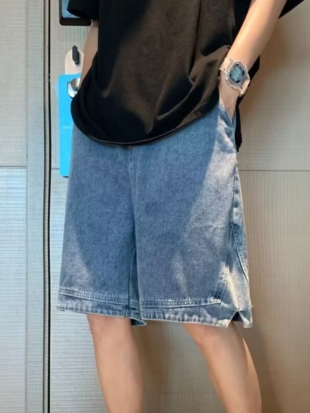 HERE&NOW Men Loose Fit Denim Shorts-picture-37