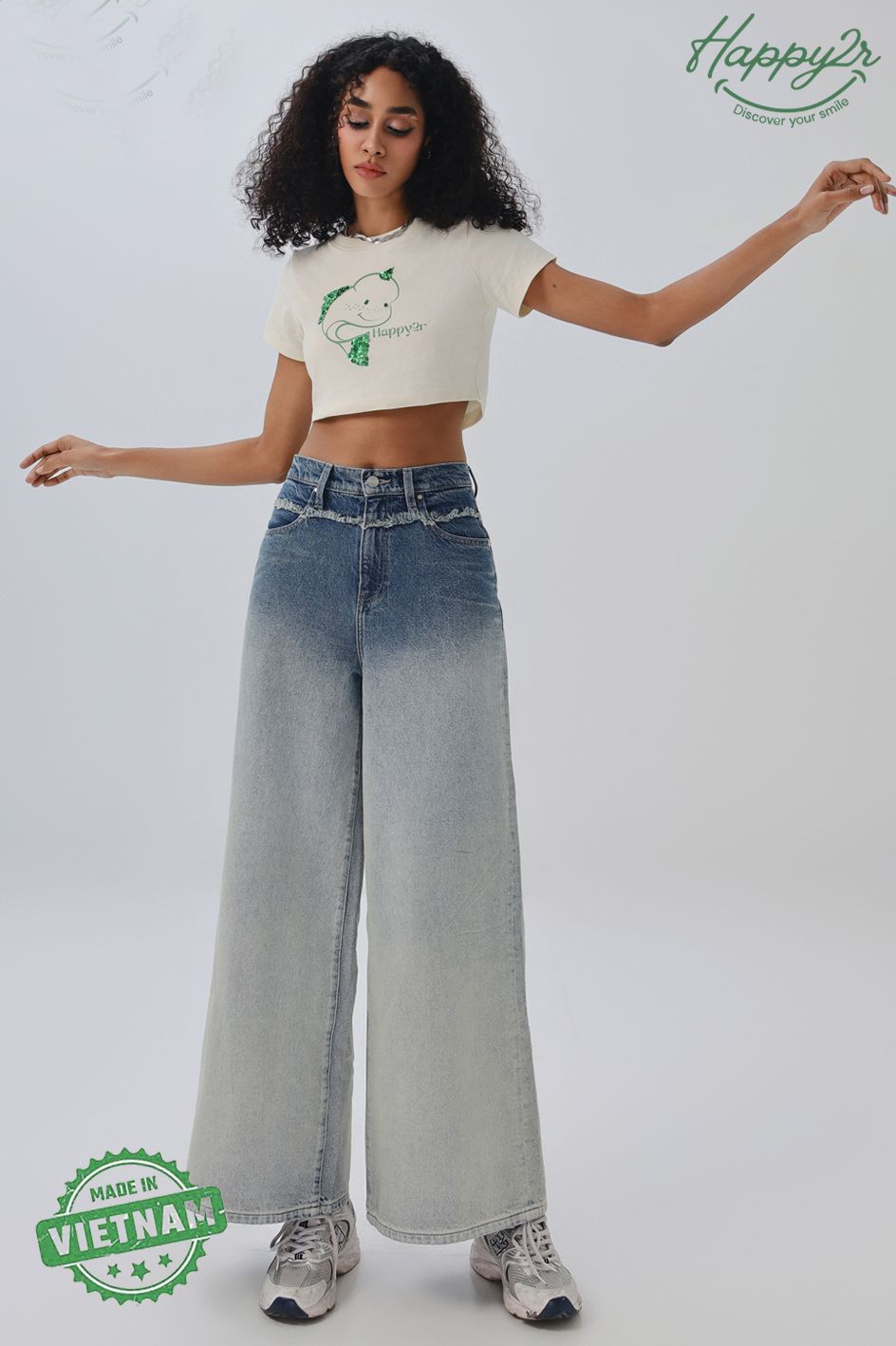 Happy2r Women Wide Leg High-Rise Heavy Fade Jeans-picture-46