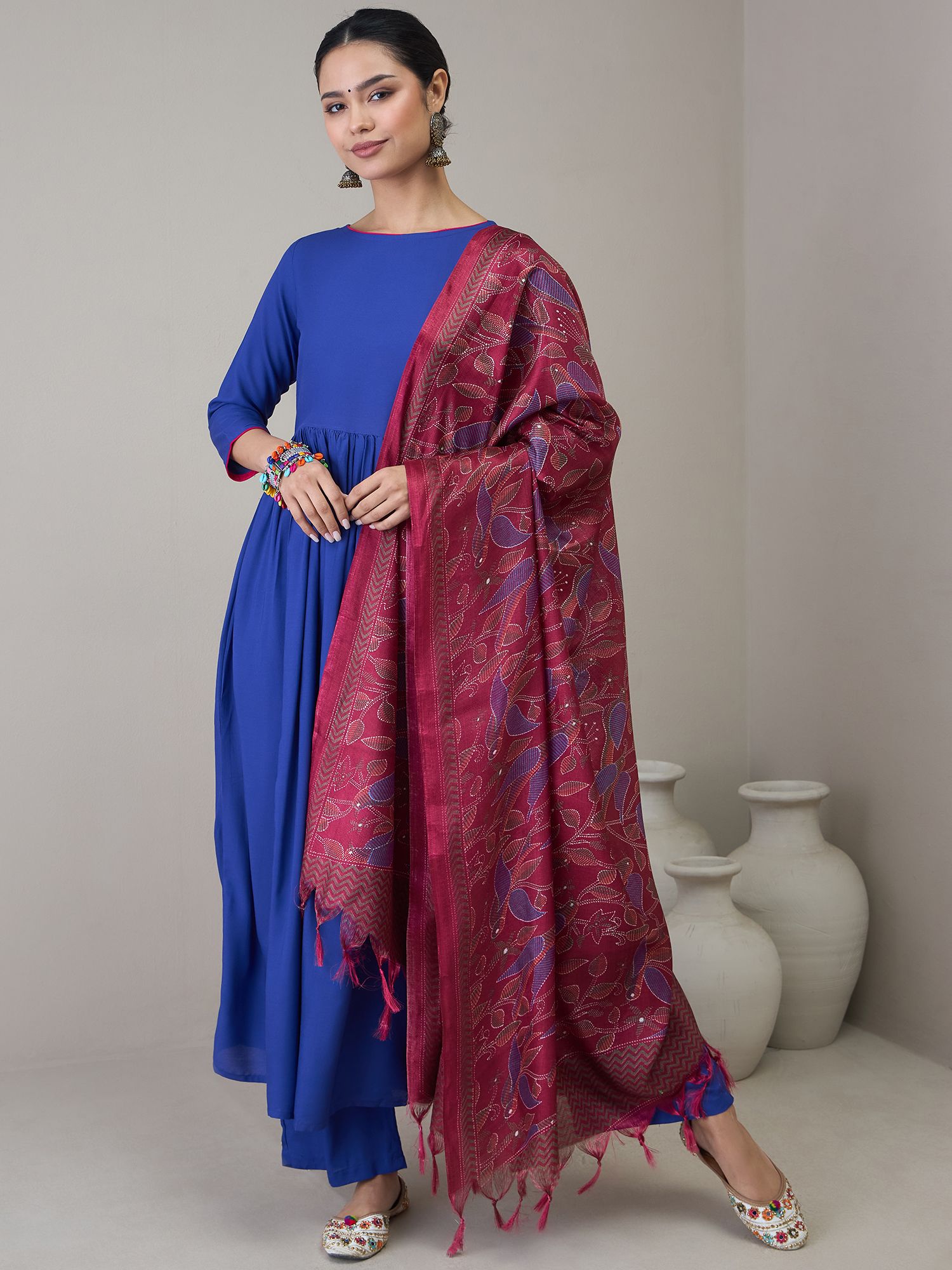 InWeave Women Empire Kurta with Palazzos & With Dupatta-picture-11
