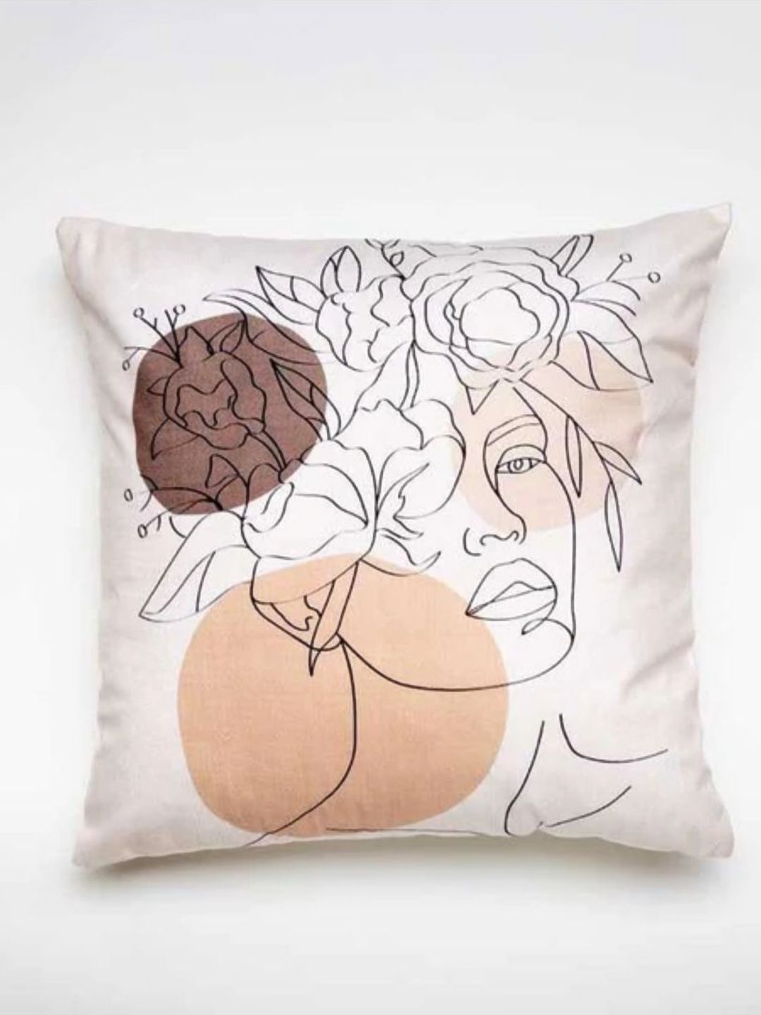 Aura Peach And Black Abstract Printed Square Cushion Covers-image-16
