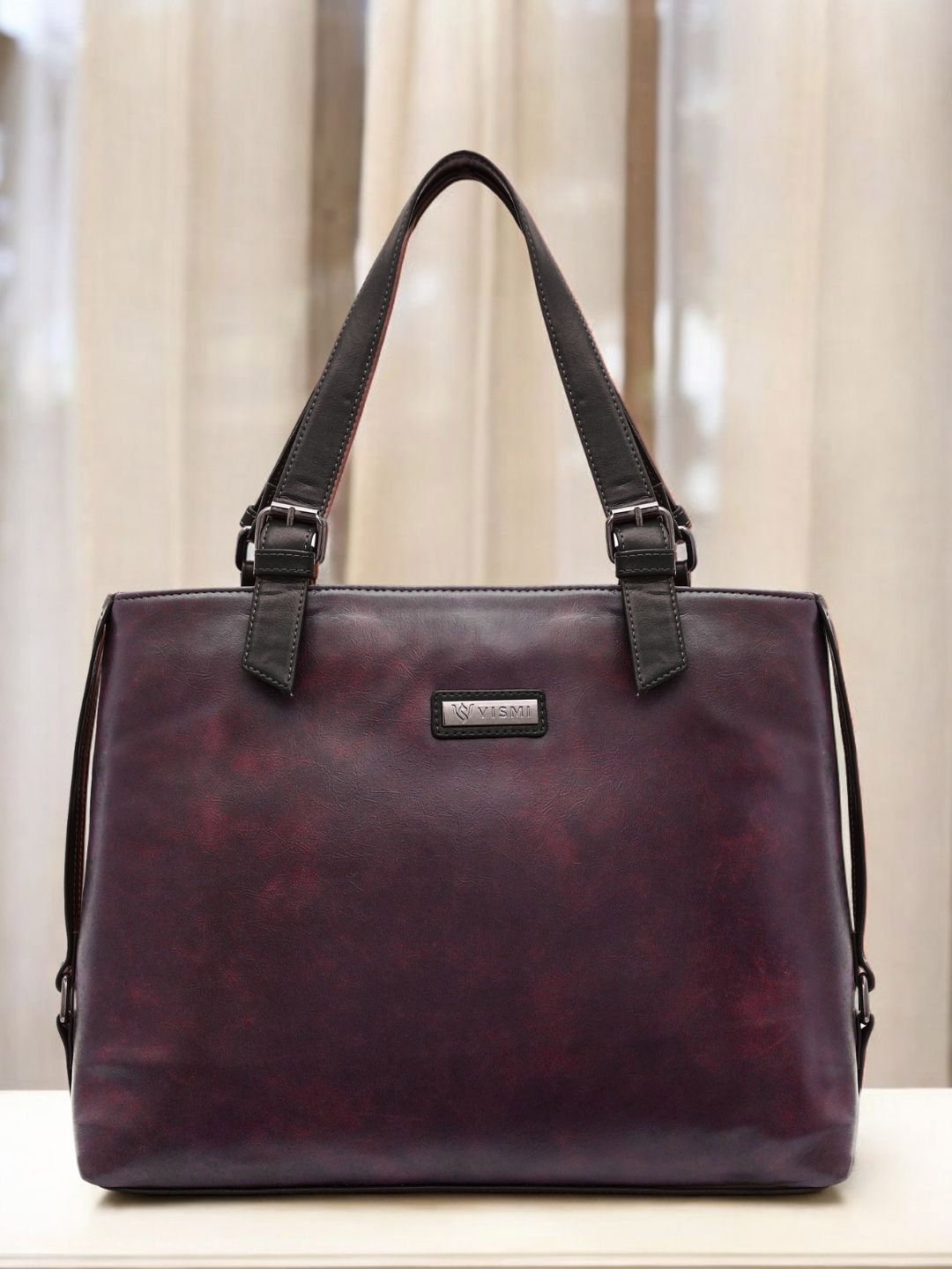 VISMIINTREND Textured PU Structured Tote Bag-picture-34