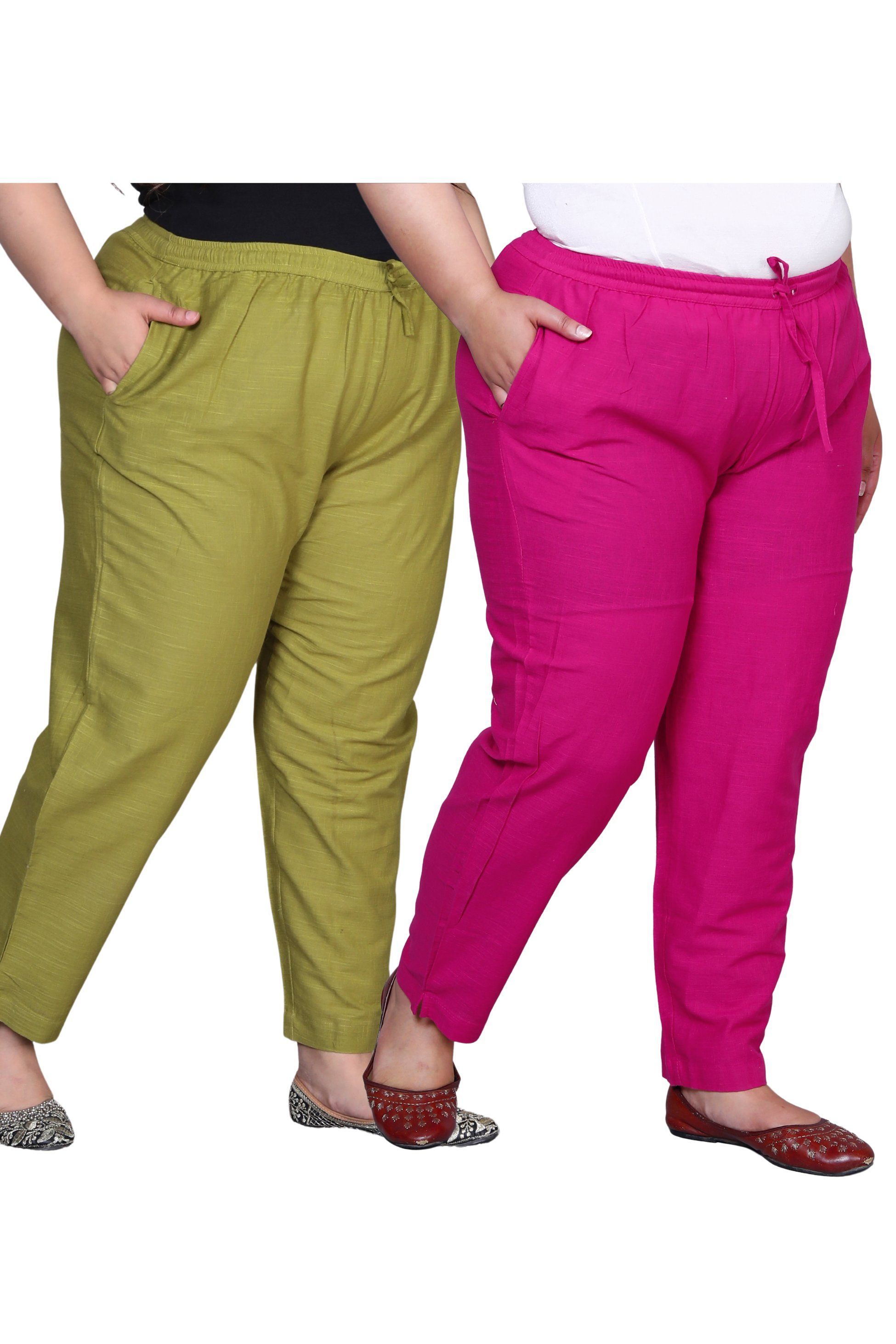 Prin Fashion House Women Pack Of 2 Plus Size Relaxed Straight Leg Cotton Easy Wash Trouser-image-13