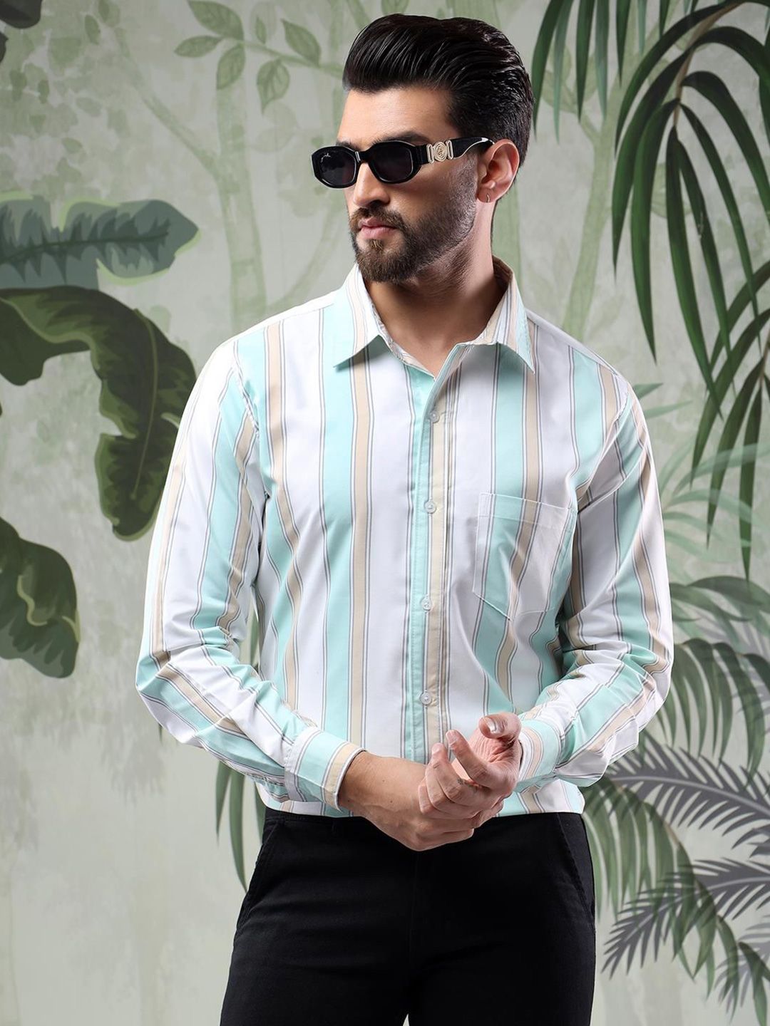 Kotty Men Multi Stripes Opaque Striped Casual Shirt-image-26