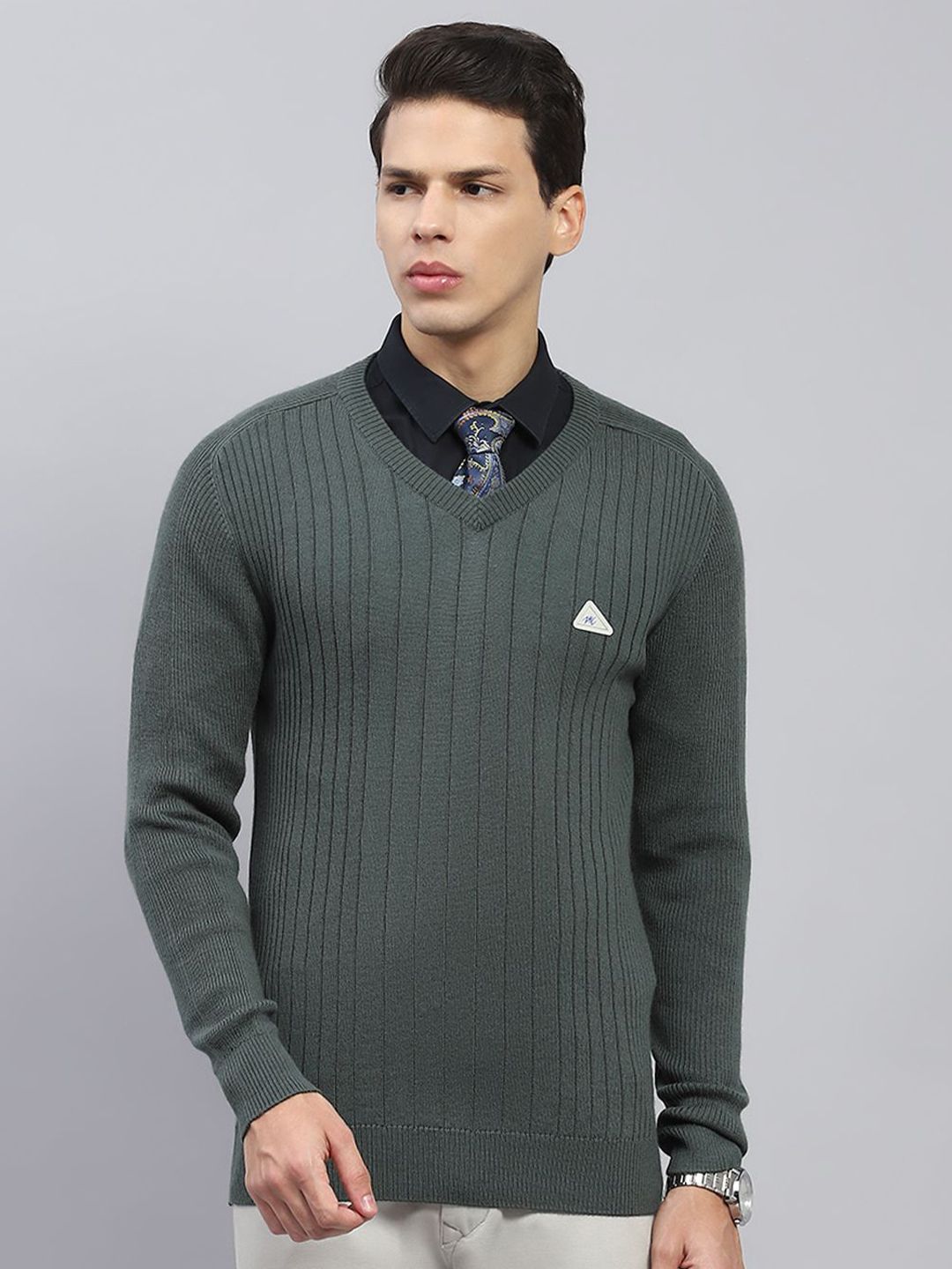 Monte Carlo Men Striped Woollen Pullover-image-27
