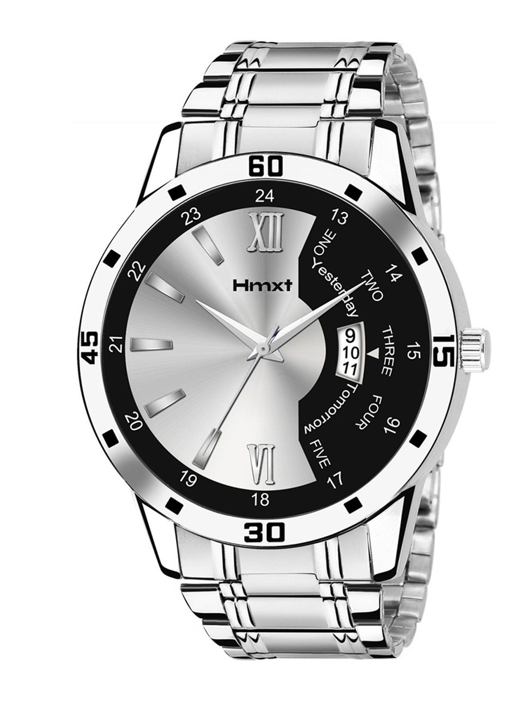 Hmxt Men Printed Dial & Stainless Steel Straps Analogue Watch HMXT-1