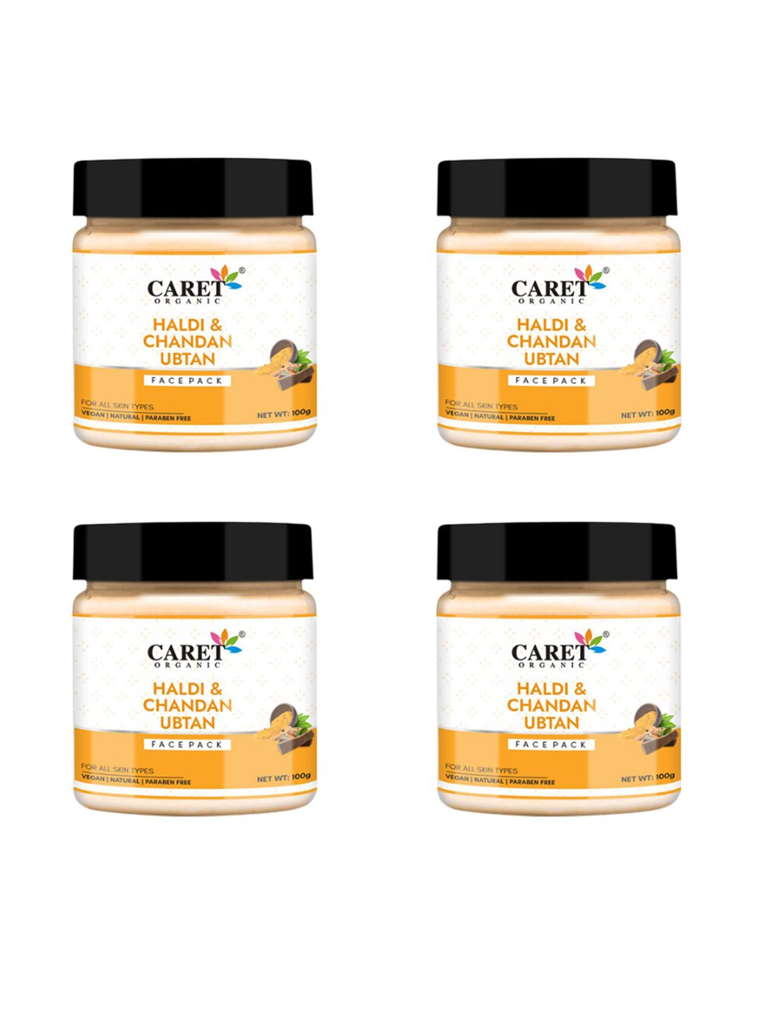 CARET ORGANIC Set Of 4 Haldi & Chandan Face Pack For Skin Brightening - 100 g Each-picture-47