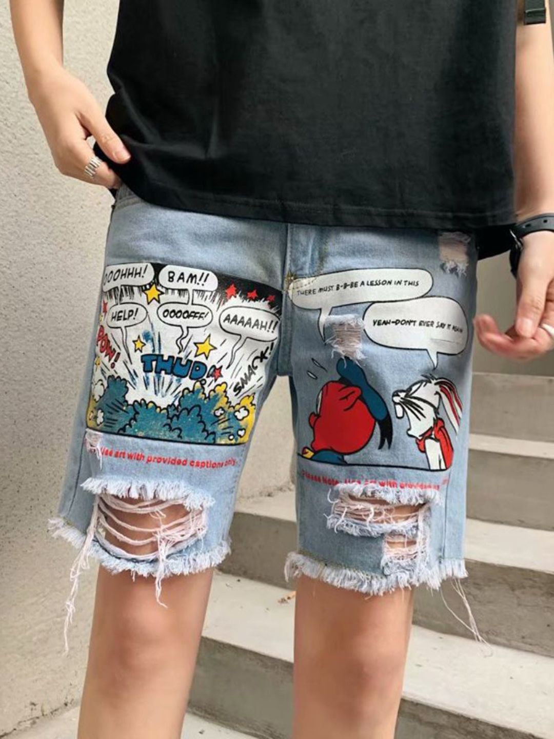 HERE&NOW Men Printed Denim Shorts-picture-29