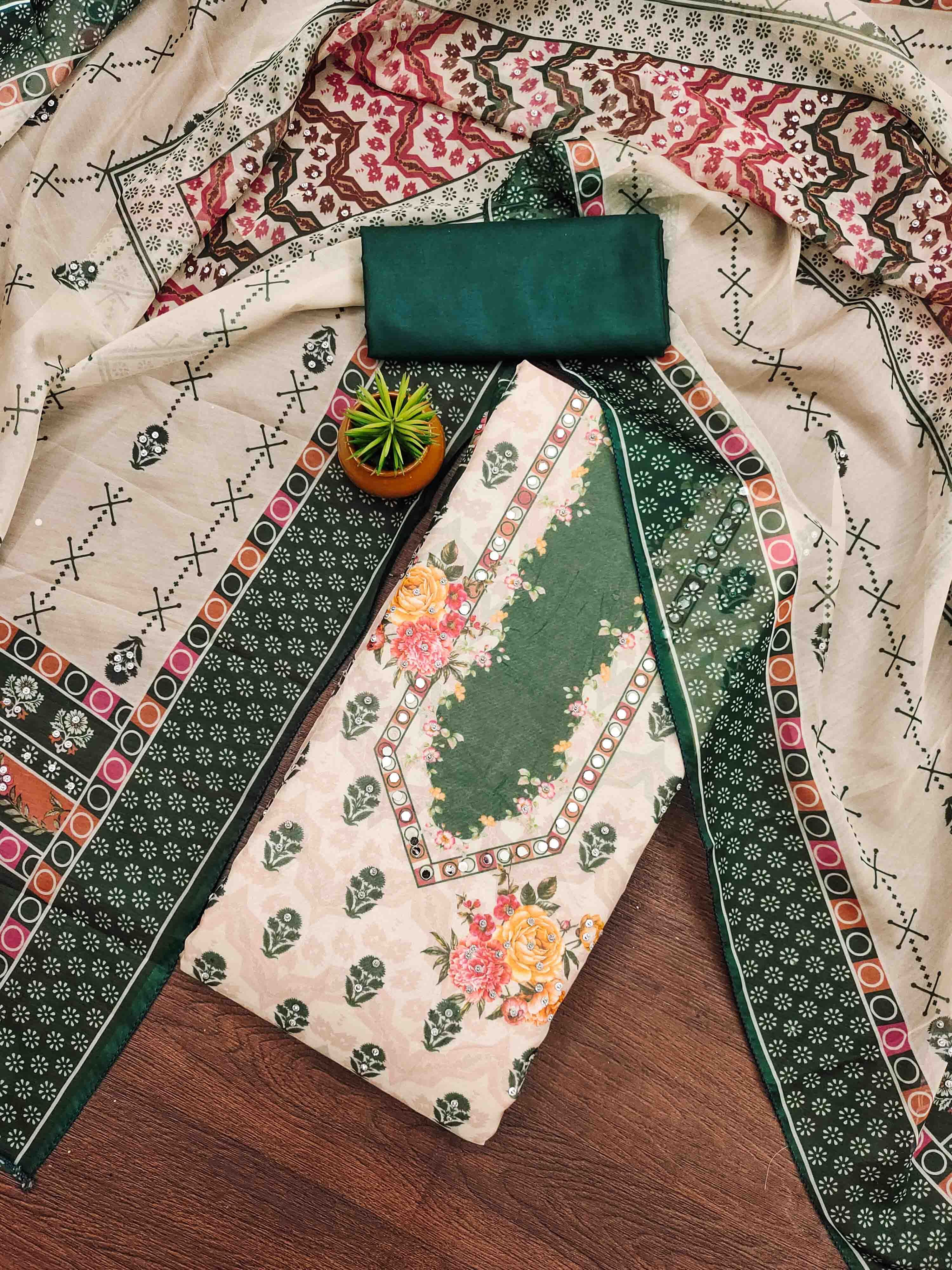 Blissta Floral Printed Organza Unstitched Dress Material-picture-16