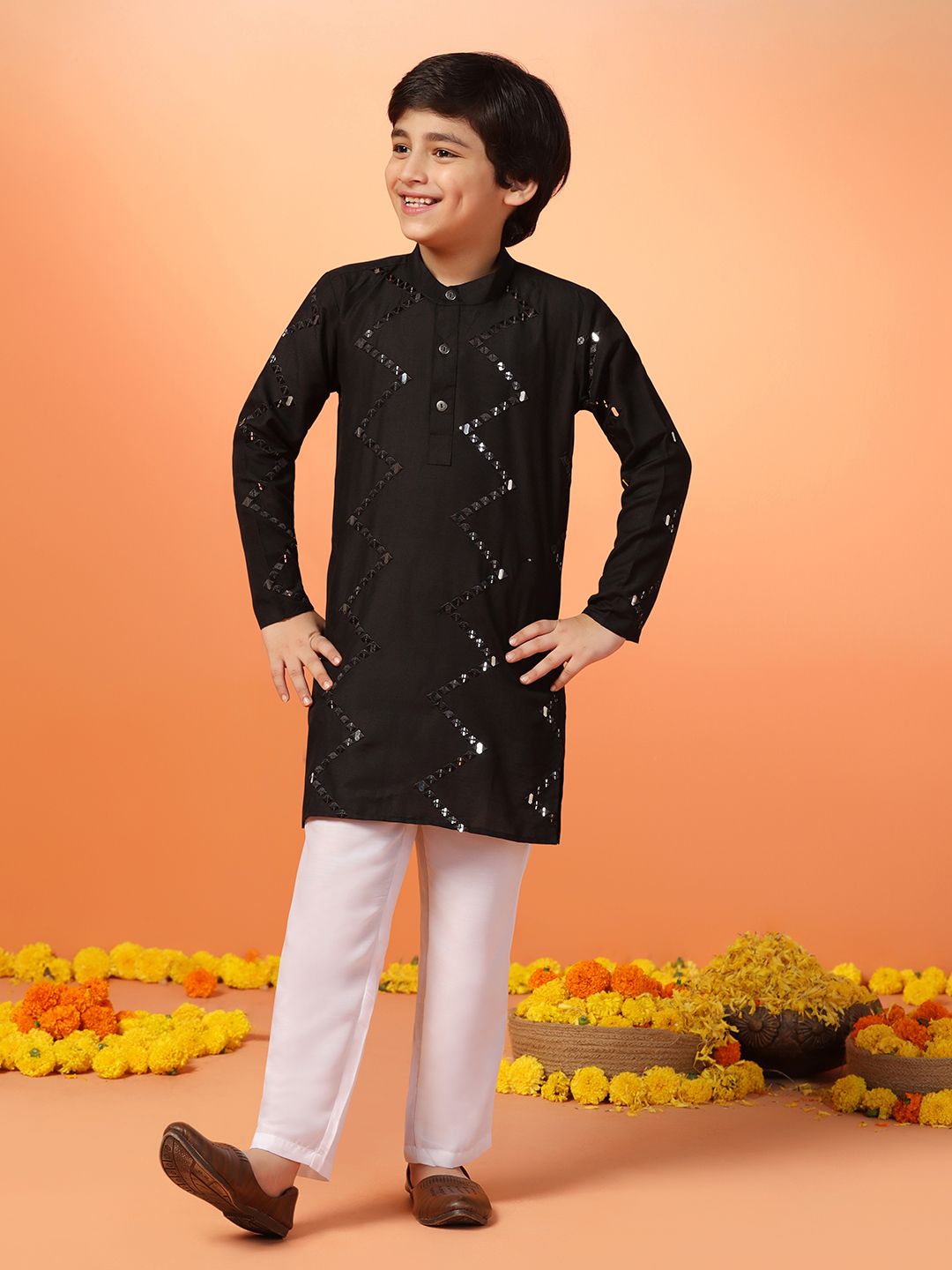 Sangria Boys Embroidered Kurta Set-image-45